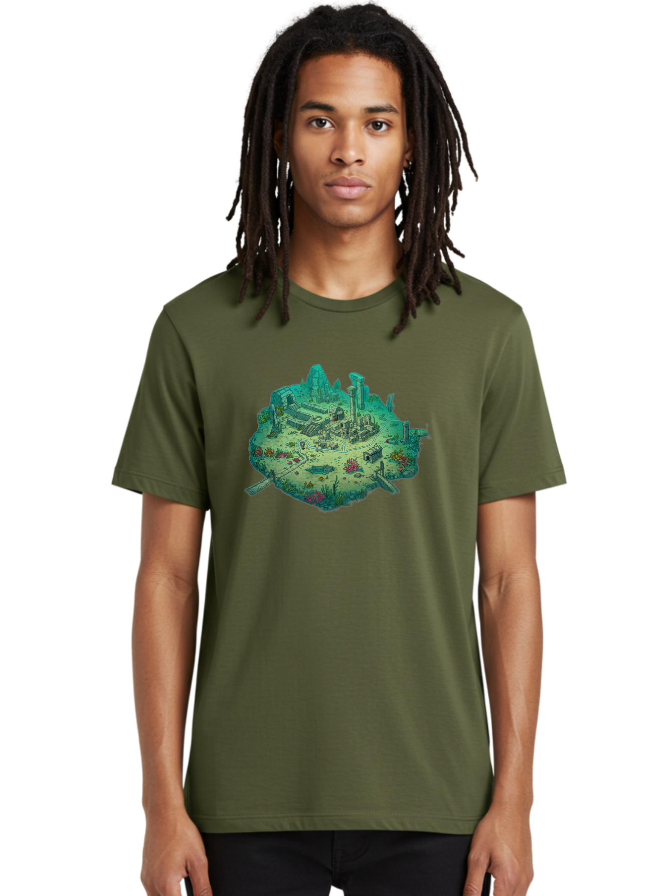 Underwater-City-Ruins Men'S Graphic Tee, 100% Cotton, Comfortable Casual Summer Wear, Machine Washable, Vintage Camera, Old Camera, Antique Camera, Black Camera, Classic Photography, Photography Equipment, Nostalgic Device, Film Camera, Baf610