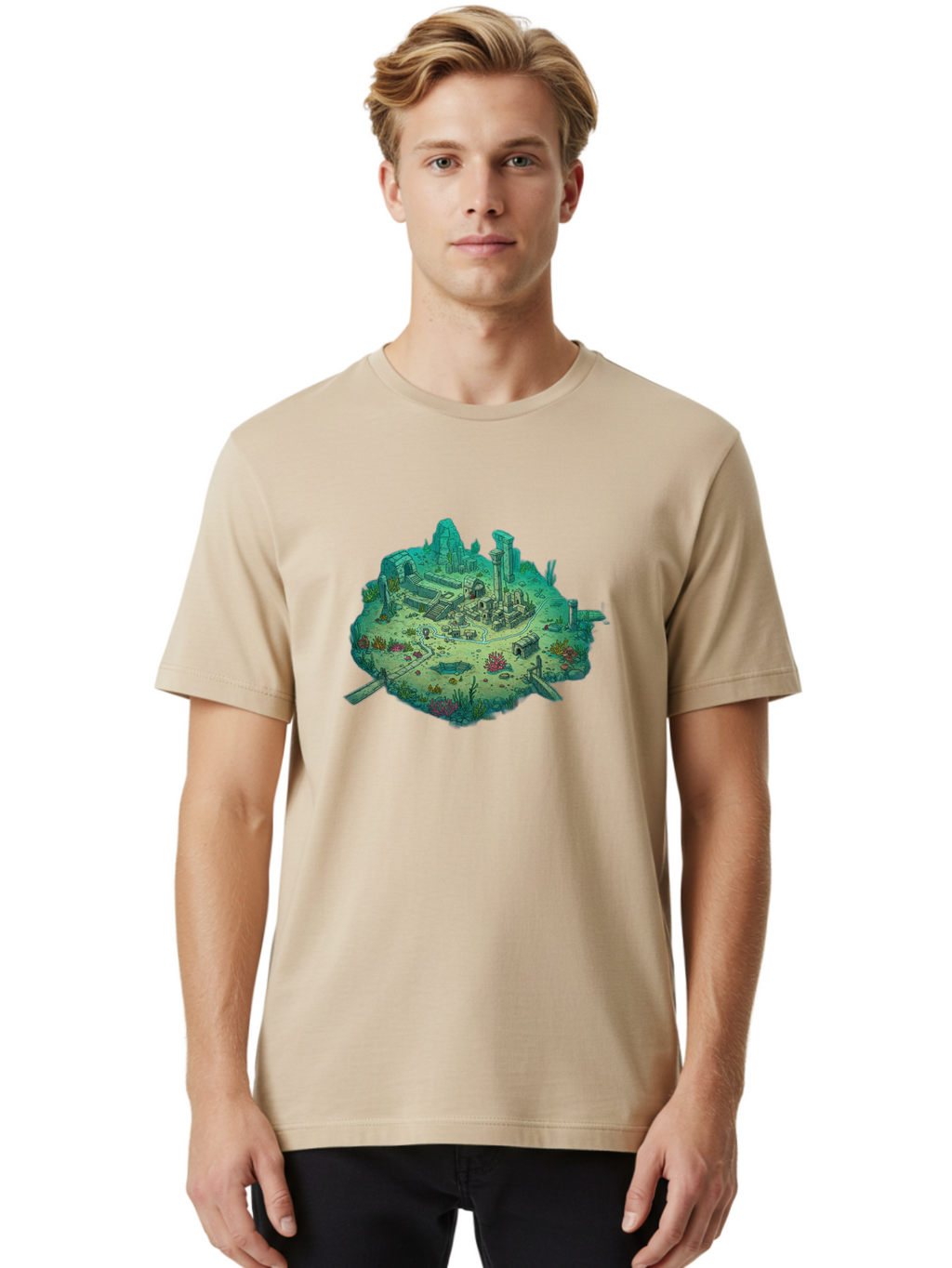 Underwater-City-Ruins Men'S Graphic Tee, 100% Cotton, Comfortable Casual Summer Wear, Machine Washable, Vintage Camera, Old Camera, Antique Camera, Black Camera, Classic Photography, Photography Equipment, Nostalgic Device, Film Camera, Baf610