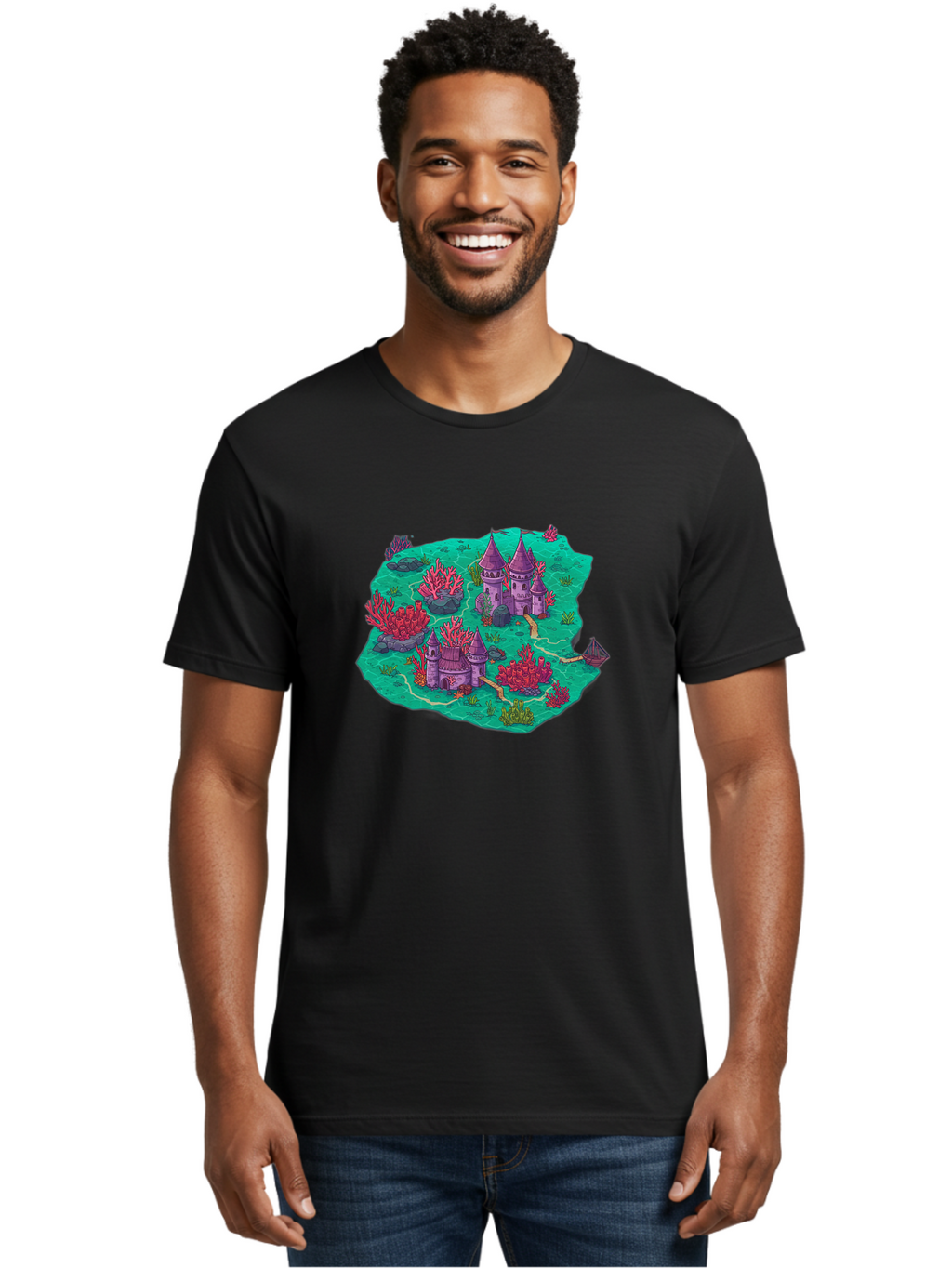 Underwater-Isometric-Castle Men'S Graphic Tee, 100% Cotton, Comfortable Casual Summer Wear, Machine Washable, Vintage Camera, Old Camera, Antique Camera, Black Camera, Classic Photography, Photography Equipment, Nostalgic Device, Film Camera, Baf611