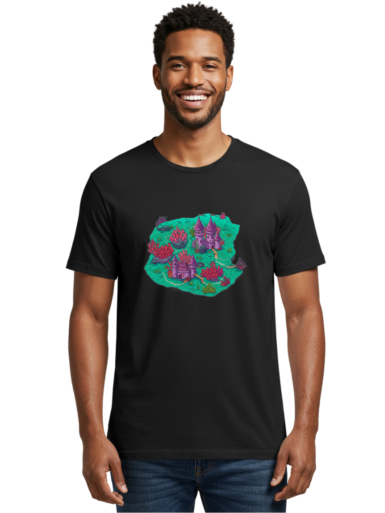 Underwater-Isometric-Castle Men'S Graphic Tee, 100% Cotton, Comfortable Casual Summer Wear, Machine Washable, Vintage Camera, Old Camera, Antique Camera, Black Camera, Classic Photography, Photography Equipment, Nostalgic Device, Film Camera, Baf611