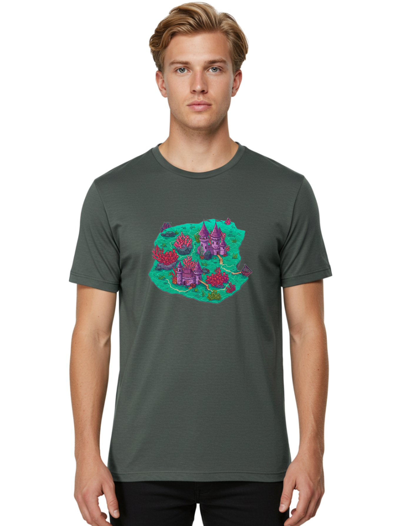 Underwater-Isometric-Castle Men'S Graphic Tee, 100% Cotton, Comfortable Casual Summer Wear, Machine Washable, Vintage Camera, Old Camera, Antique Camera, Black Camera, Classic Photography, Photography Equipment, Nostalgic Device, Film Camera, Baf611