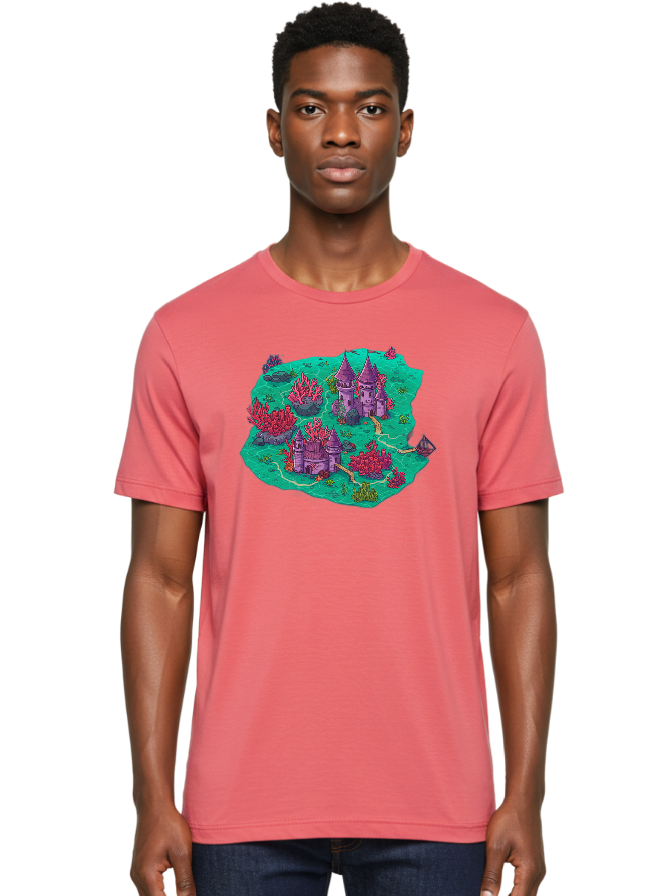 Underwater-Isometric-Castle Men'S Graphic Tee, 100% Cotton, Comfortable Casual Summer Wear, Machine Washable, Vintage Camera, Old Camera, Antique Camera, Black Camera, Classic Photography, Photography Equipment, Nostalgic Device, Film Camera, Baf611