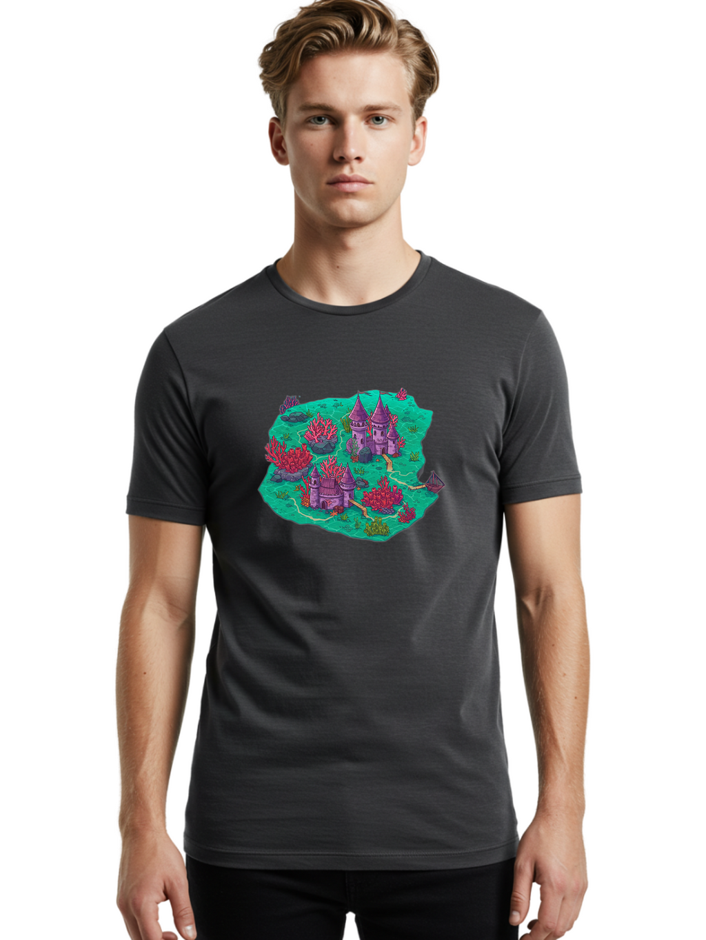 Underwater-Isometric-Castle Men'S Graphic Tee, 100% Cotton, Comfortable Casual Summer Wear, Machine Washable, Vintage Camera, Old Camera, Antique Camera, Black Camera, Classic Photography, Photography Equipment, Nostalgic Device, Film Camera, Baf611
