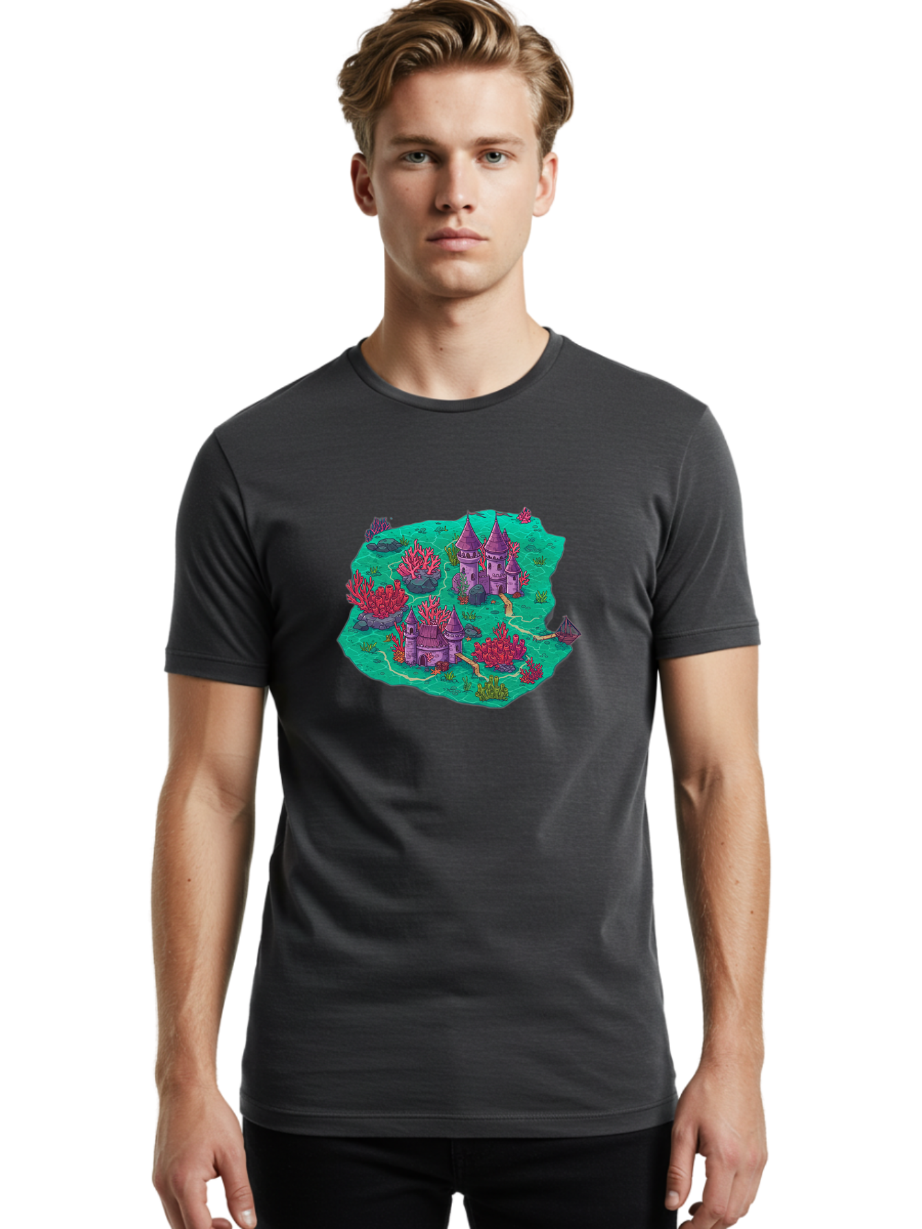 Underwater-Isometric-Castle Men'S Graphic Tee, 100% Cotton, Comfortable Casual Summer Wear, Machine Washable, Vintage Camera, Old Camera, Antique Camera, Black Camera, Classic Photography, Photography Equipment, Nostalgic Device, Film Camera, Baf611