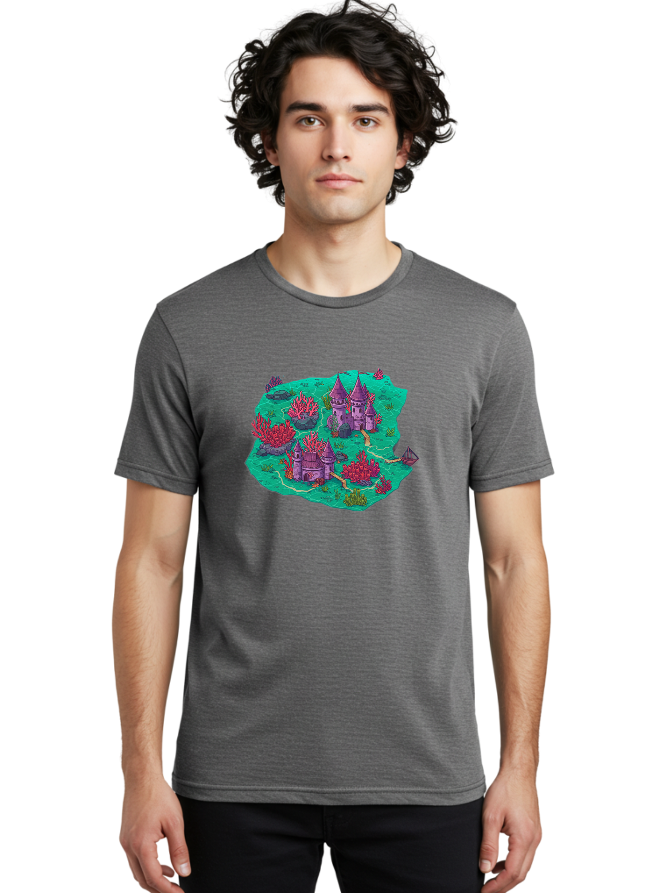 Underwater-Isometric-Castle Men'S Graphic Tee, 100% Cotton, Comfortable Casual Summer Wear, Machine Washable, Vintage Camera, Old Camera, Antique Camera, Black Camera, Classic Photography, Photography Equipment, Nostalgic Device, Film Camera, Baf611