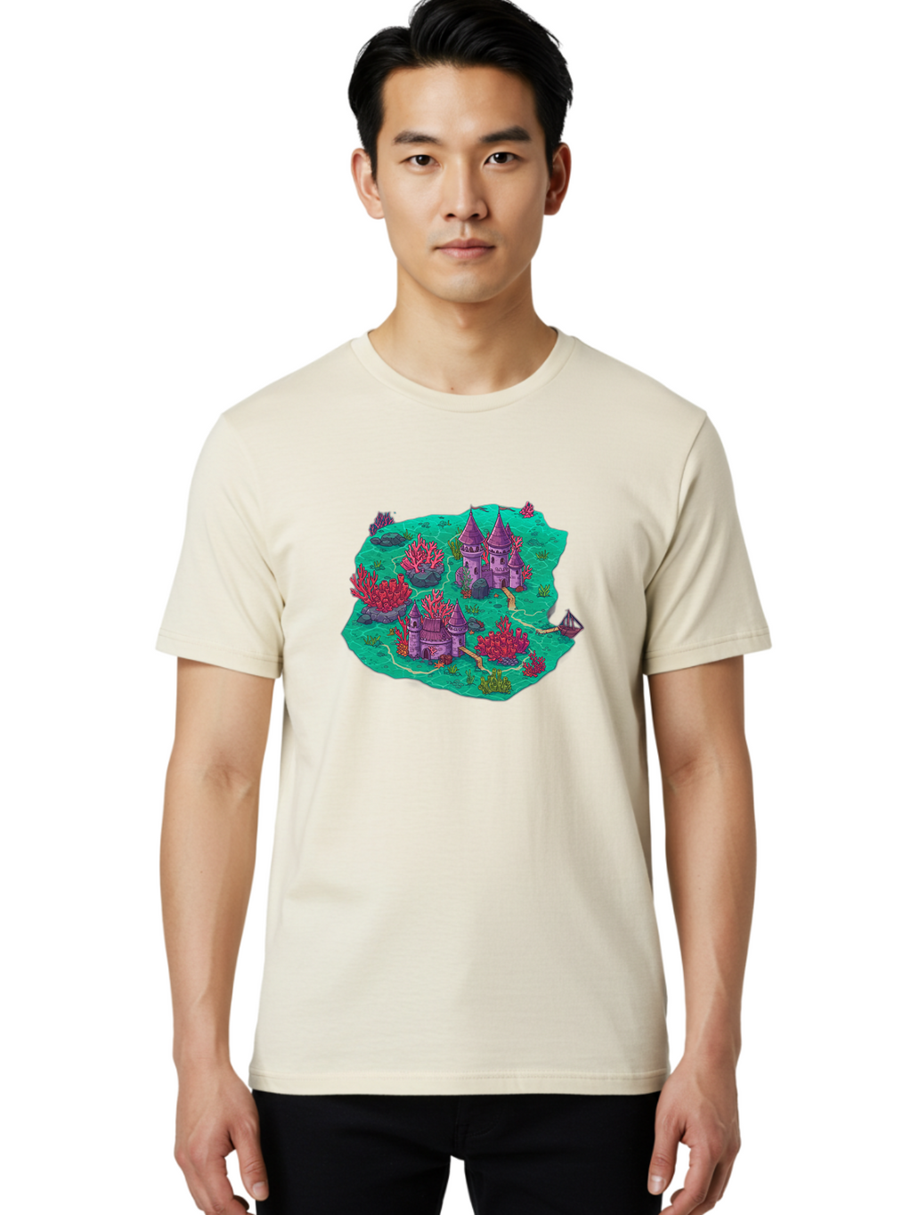 Underwater-Isometric-Castle Men'S Graphic Tee, 100% Cotton, Comfortable Casual Summer Wear, Machine Washable, Vintage Camera, Old Camera, Antique Camera, Black Camera, Classic Photography, Photography Equipment, Nostalgic Device, Film Camera, Baf611