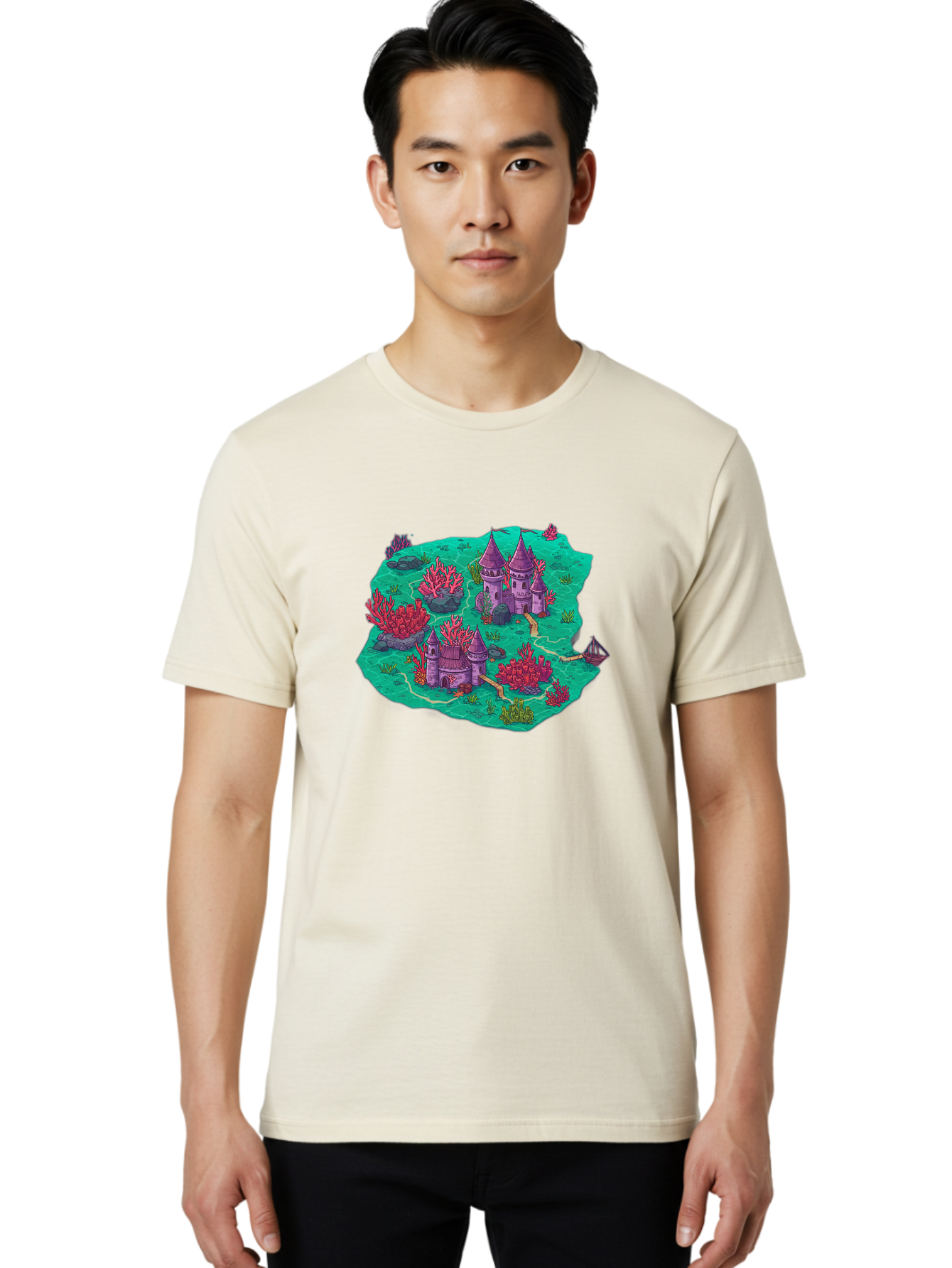 Underwater-Isometric-Castle Men'S Graphic Tee, 100% Cotton, Comfortable Casual Summer Wear, Machine Washable, Vintage Camera, Old Camera, Antique Camera, Black Camera, Classic Photography, Photography Equipment, Nostalgic Device, Film Camera, Baf611