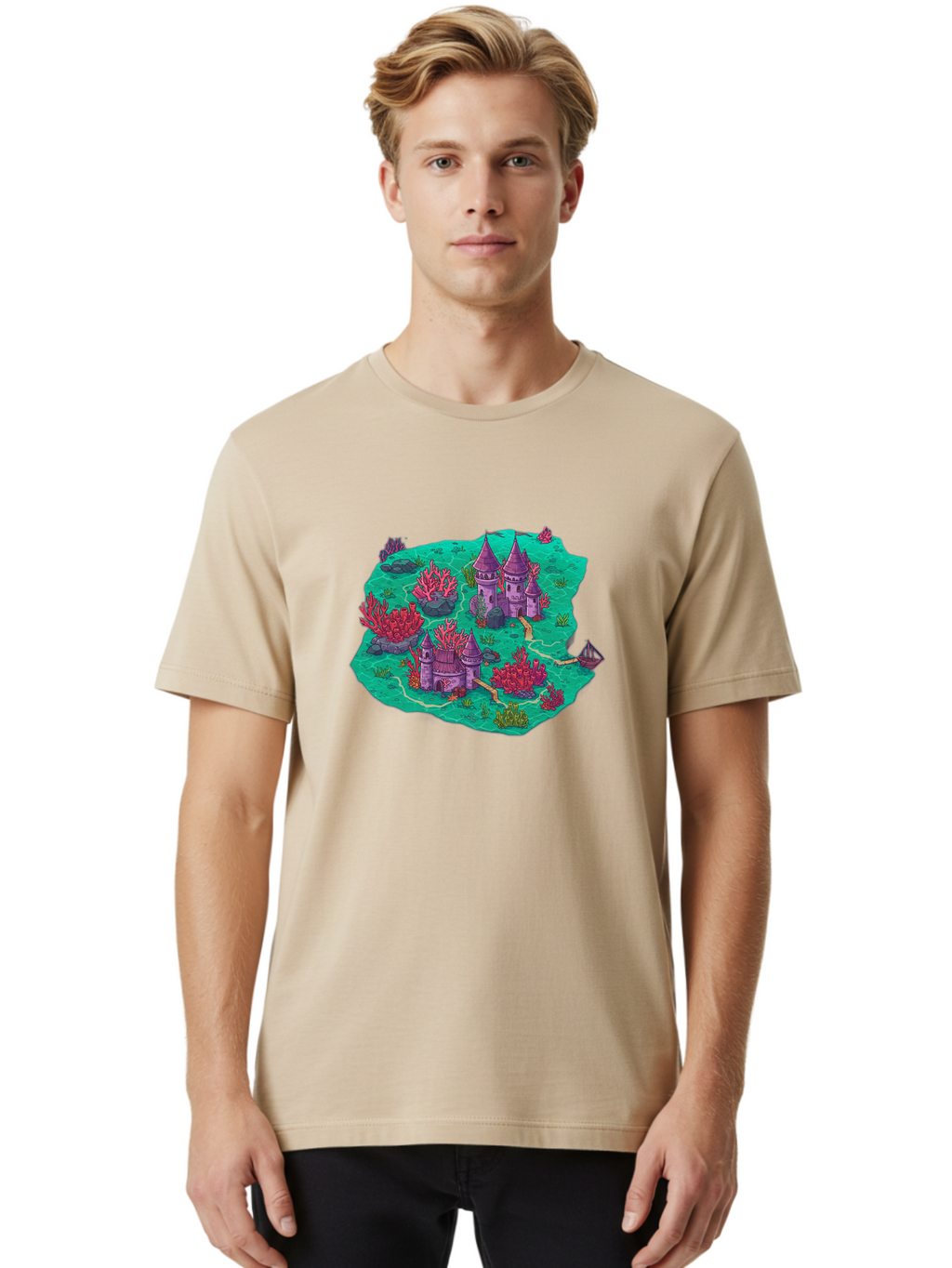 Underwater-Isometric-Castle Men'S Graphic Tee, 100% Cotton, Comfortable Casual Summer Wear, Machine Washable, Vintage Camera, Old Camera, Antique Camera, Black Camera, Classic Photography, Photography Equipment, Nostalgic Device, Film Camera, Baf611