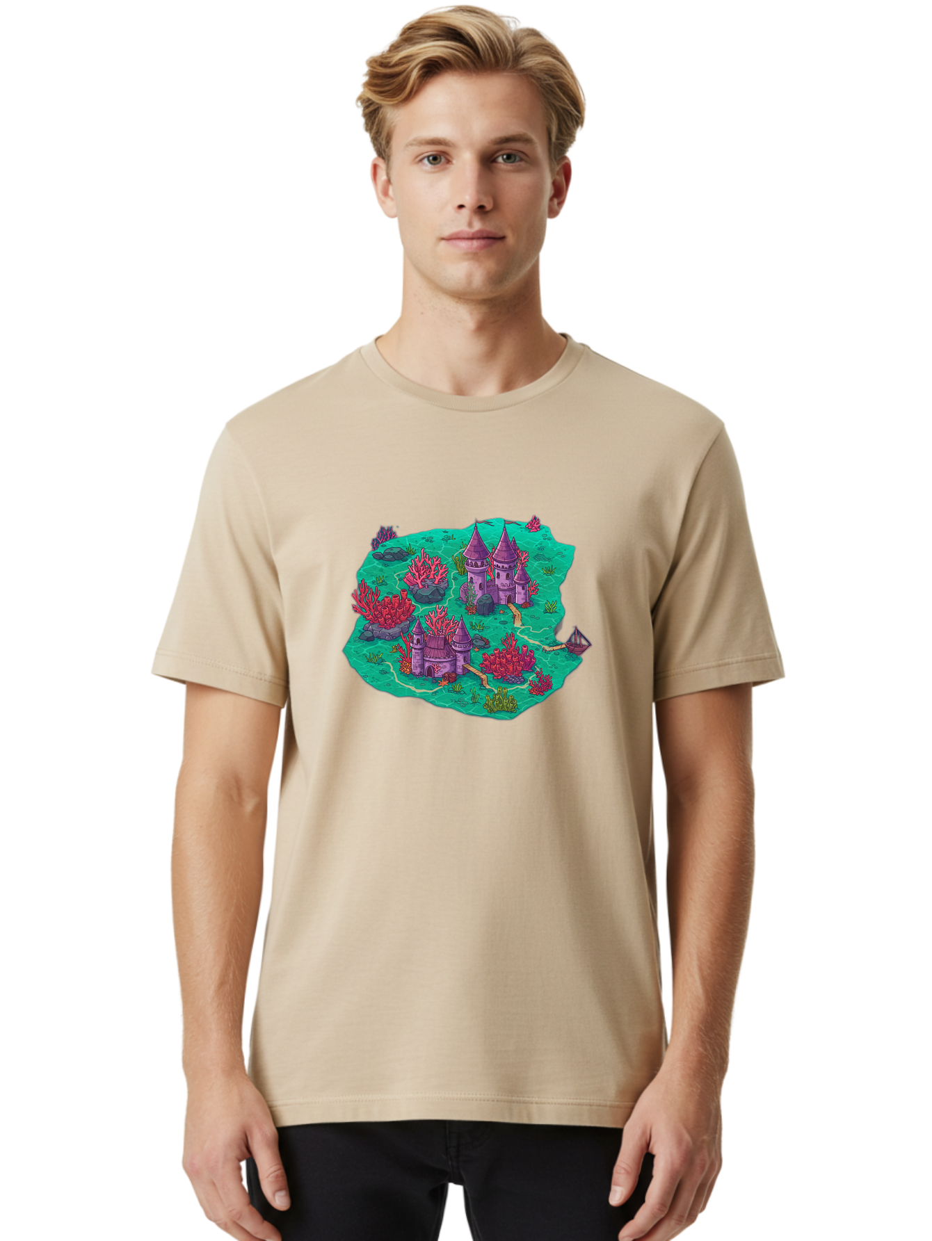 Underwater-Isometric-Castle Men'S Graphic Tee, 100% Cotton, Comfortable Casual Summer Wear, Machine Washable, Vintage Camera, Old Camera, Antique Camera, Black Camera, Classic Photography, Photography Equipment, Nostalgic Device, Film Camera, Baf611