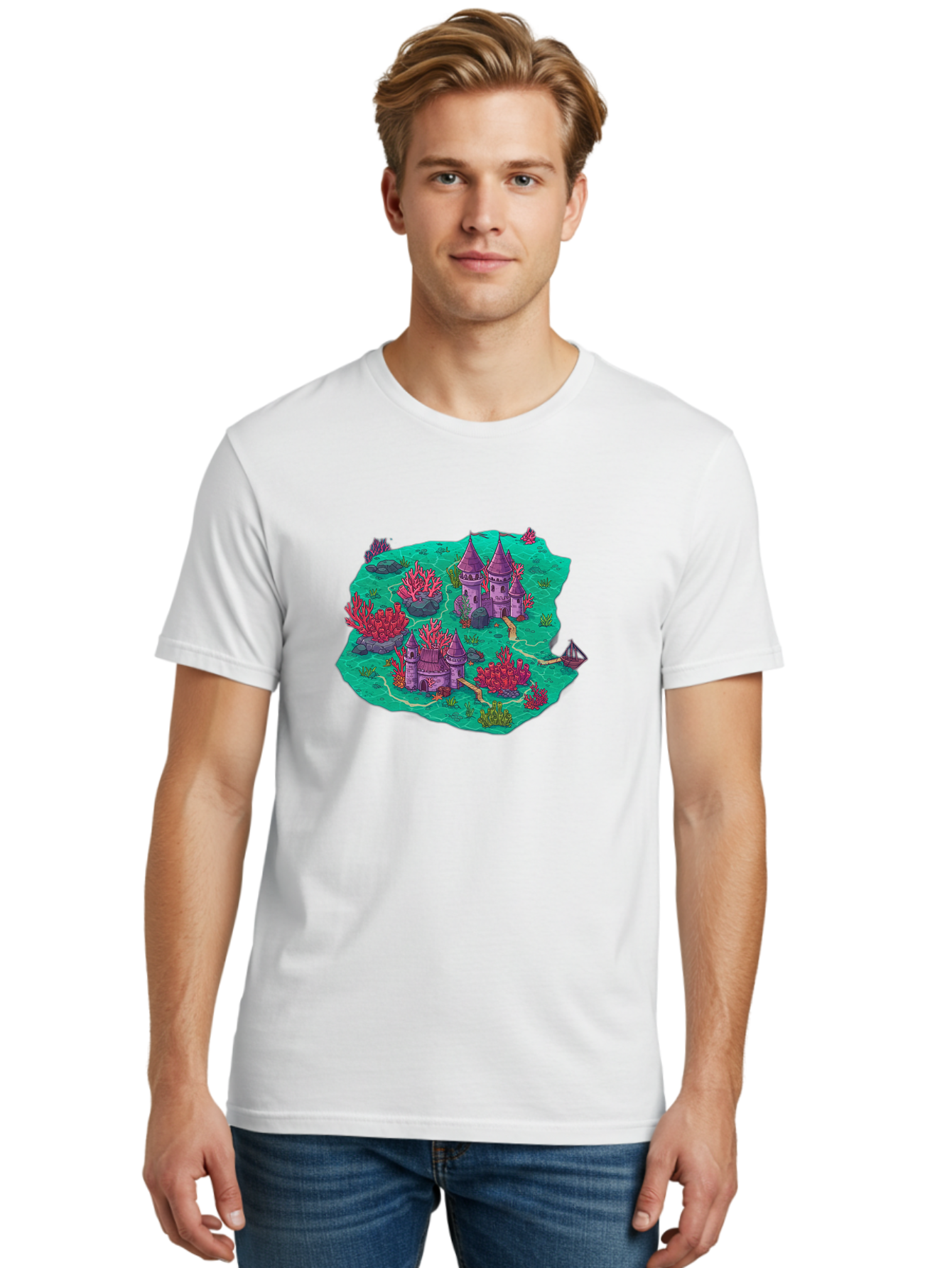 Underwater-Isometric-Castle Men'S Graphic Tee, 100% Cotton, Comfortable Casual Summer Wear, Machine Washable, Vintage Camera, Old Camera, Antique Camera, Black Camera, Classic Photography, Photography Equipment, Nostalgic Device, Film Camera, Baf611