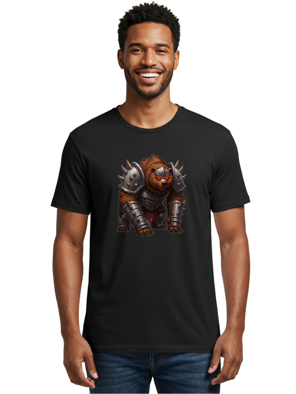 Warrior-Bear-1 Men'S Graphic Tee, 100% Cotton, Comfortable Casual Summer Wear, Machine Washable, Vintage Camera, Old Camera, Antique Camera, Black Camera, Classic Photography, Photography Equipment, Nostalgic Device, Film Camera, Camera Art Baf618