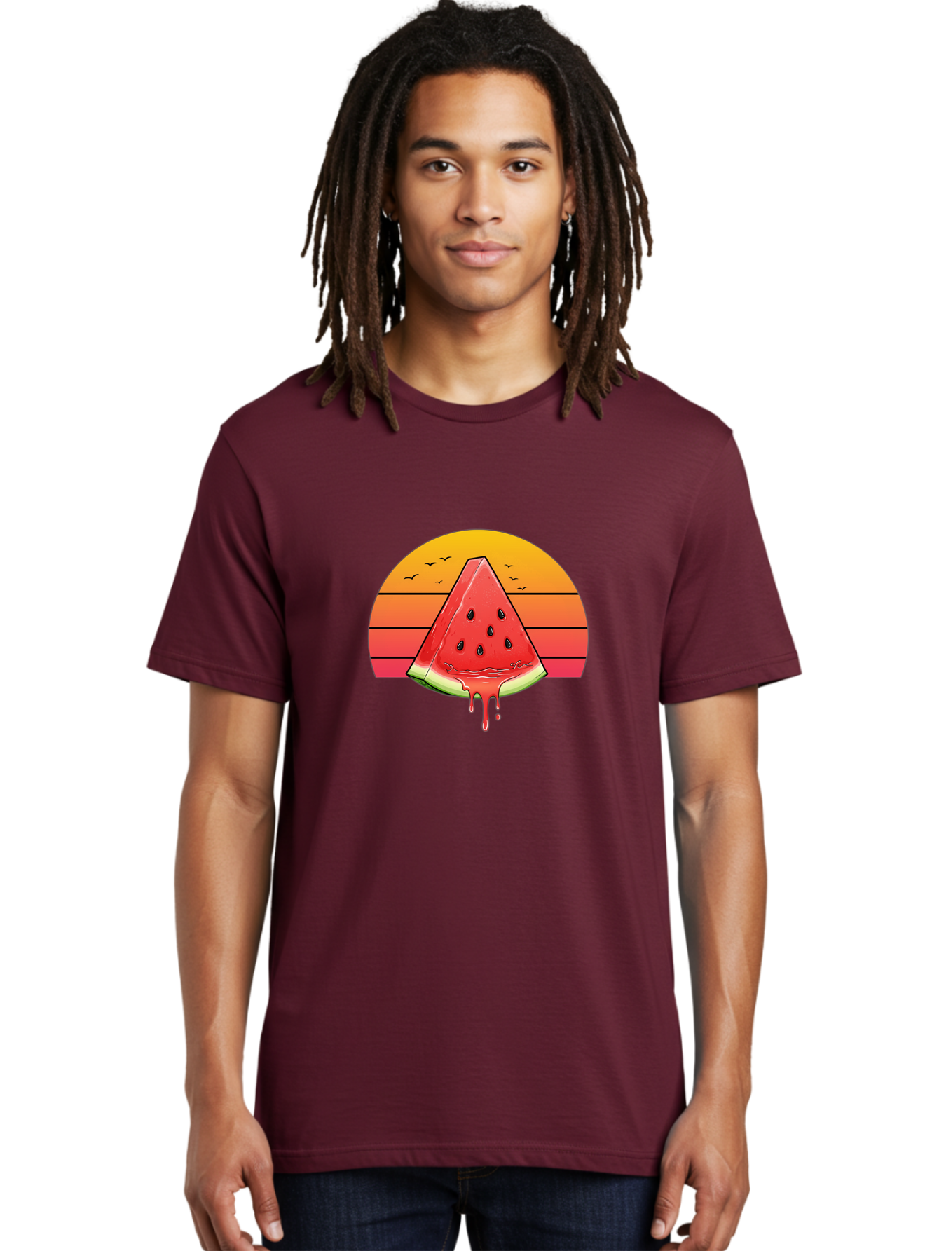Watermelon-Sunset Men'S Graphic Tee, 100% Cotton, Comfortable Casual Summer Wear, Machine Washable, Vintage Camera, Old Camera, Antique Camera, Black Camera, Classic Photography, Photography Equipment, Nostalgic Device, Film Camera, Camera Art Baf644