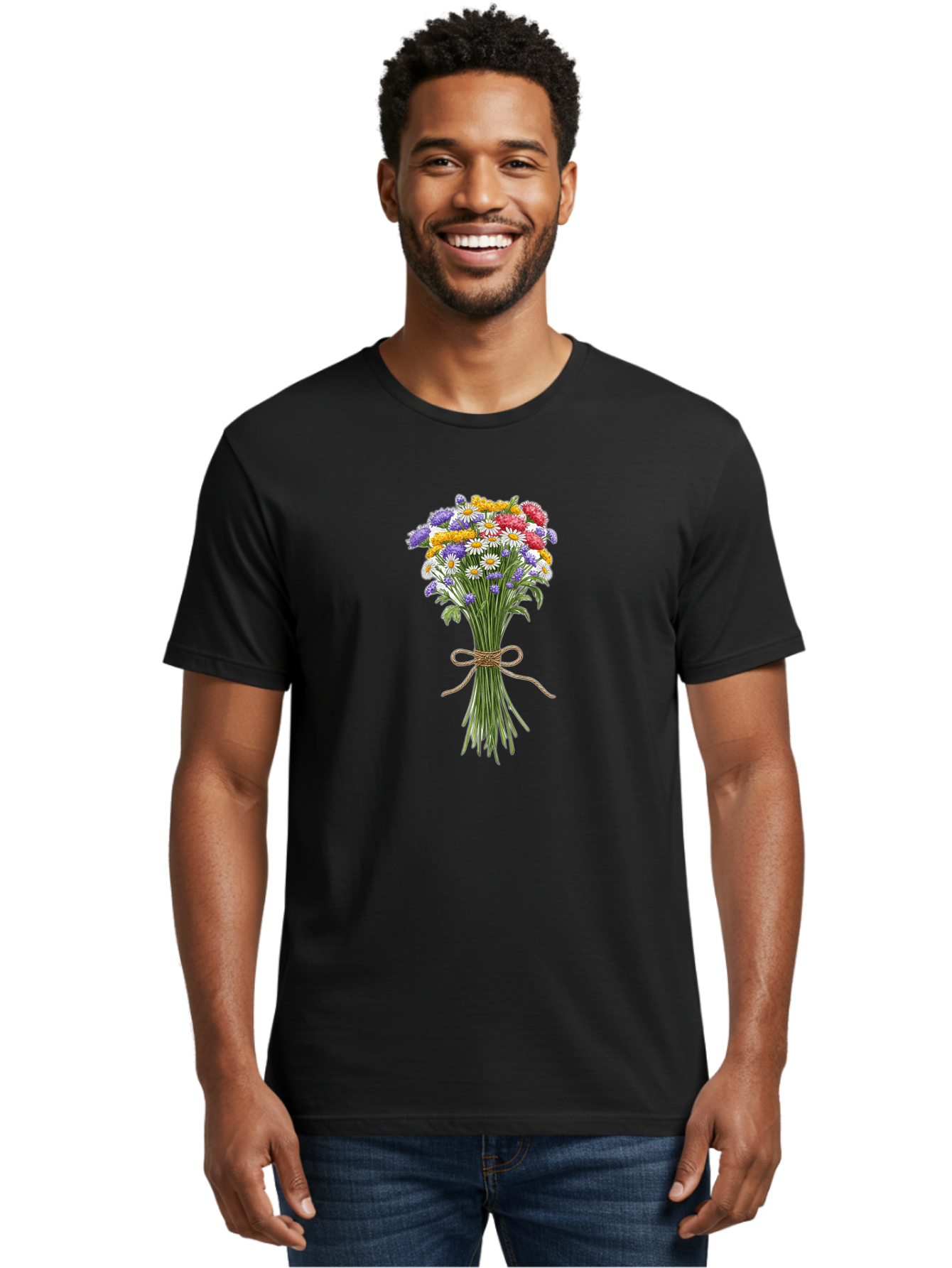 Wild-Flower-Bouquet-1 Men'S Graphic Tee, 100% Cotton, Comfortable Casual Summer Wear, Machine Washable, Vintage Camera, Old Camera, Antique Camera, Black Camera, Classic Photography, Photography Equipment, Nostalgic Device, Film Camera, Baf647