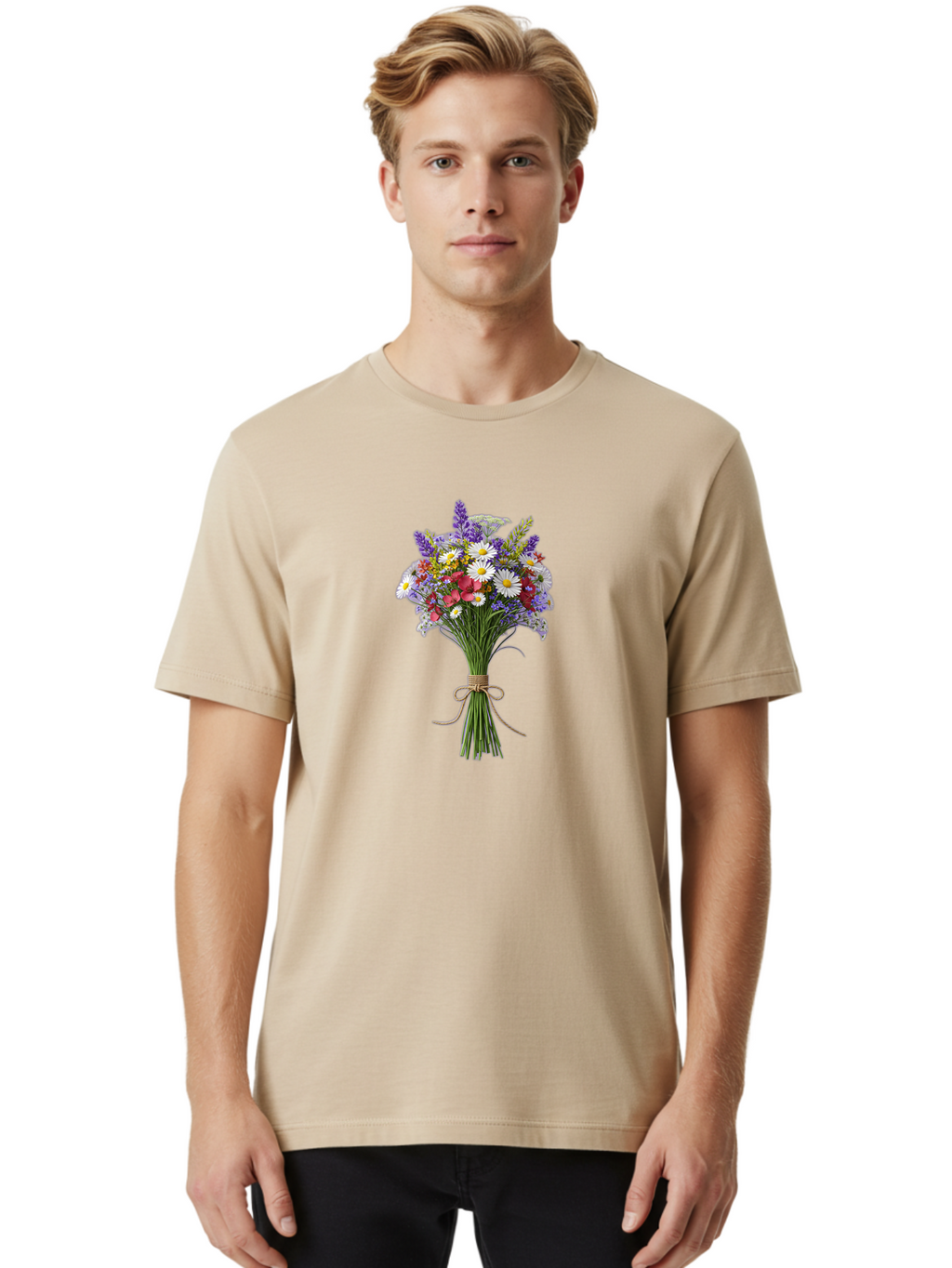 Wildflower-Bouquet-12 Men'S Graphic Tee, 100% Cotton, Comfortable Casual Summer Wear, Machine Washable, Vintage Camera, Old Camera, Antique Camera, Black Camera, Classic Photography, Photography Equipment, Nostalgic Device, Film Camera, Baf652