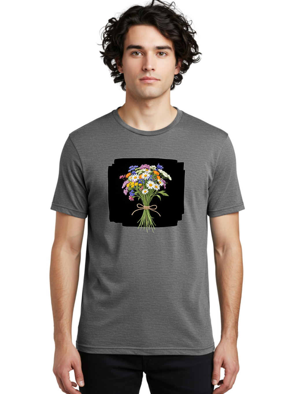 Wildflower-Bouquet-13 Men'S Graphic Tee, 100% Cotton, Comfortable Casual Summer Wear, Machine Washable, Vintage Camera, Old Camera, Antique Camera, Black Camera, Classic Photography, Photography Equipment, Nostalgic Device, Film Camera, Baf653