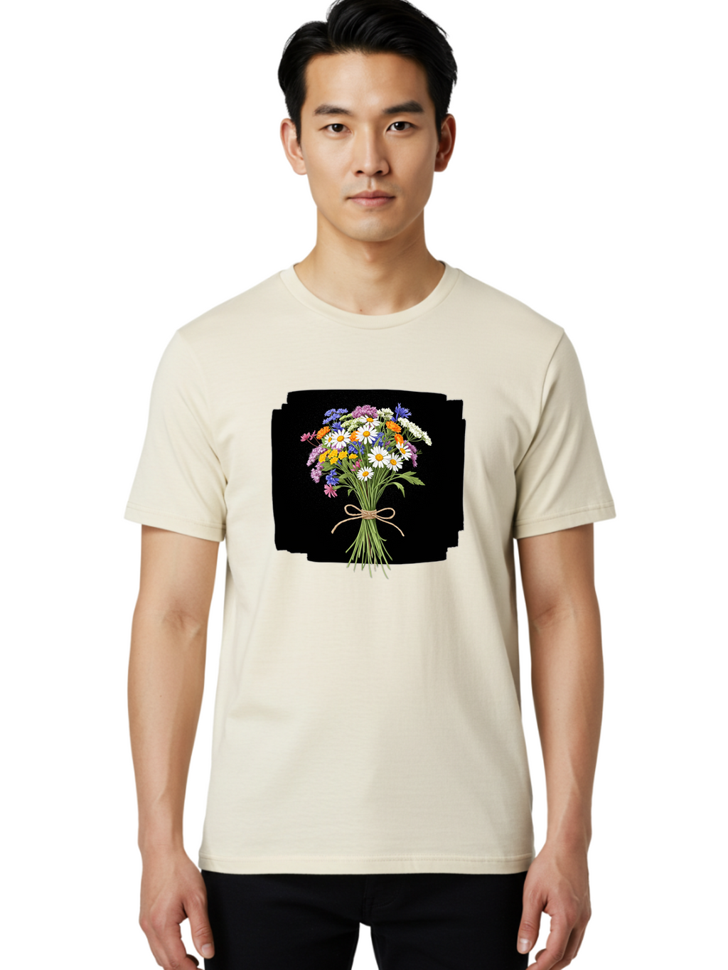 Wildflower-Bouquet-13 Men'S Graphic Tee, 100% Cotton, Comfortable Casual Summer Wear, Machine Washable, Vintage Camera, Old Camera, Antique Camera, Black Camera, Classic Photography, Photography Equipment, Nostalgic Device, Film Camera, Baf653