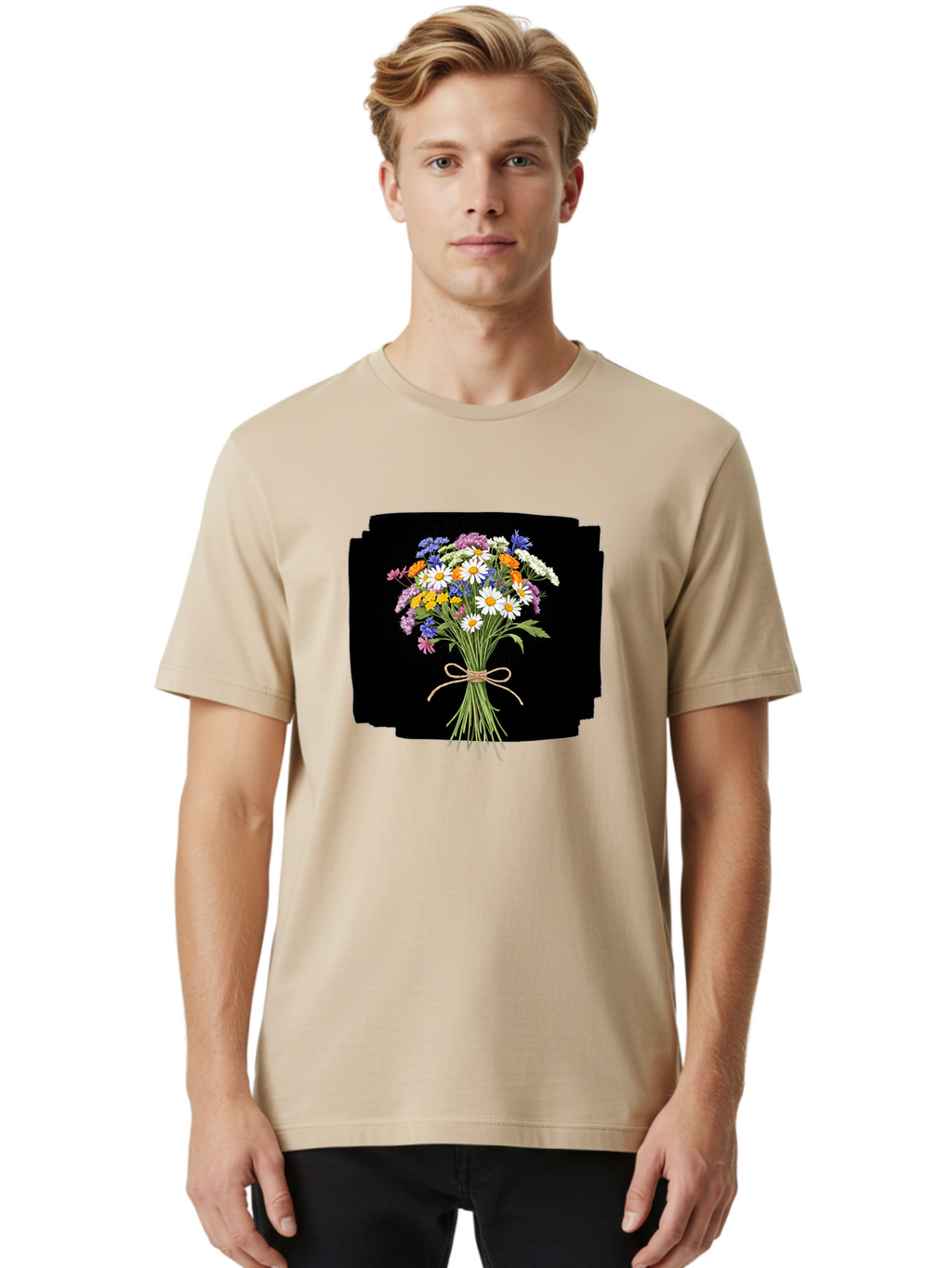Wildflower-Bouquet-13 Men'S Graphic Tee, 100% Cotton, Comfortable Casual Summer Wear, Machine Washable, Vintage Camera, Old Camera, Antique Camera, Black Camera, Classic Photography, Photography Equipment, Nostalgic Device, Film Camera, Baf653