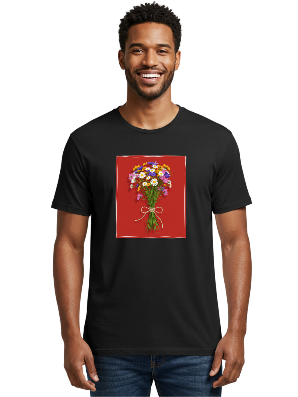 Wildflower-Bouquet-14 Men'S Graphic Tee, 100% Cotton, Comfortable Casual Summer Wear, Machine Washable, Vintage Camera, Old Camera, Antique Camera, Black Camera, Classic Photography, Photography Equipment, Nostalgic Device, Film Camera, Baf654