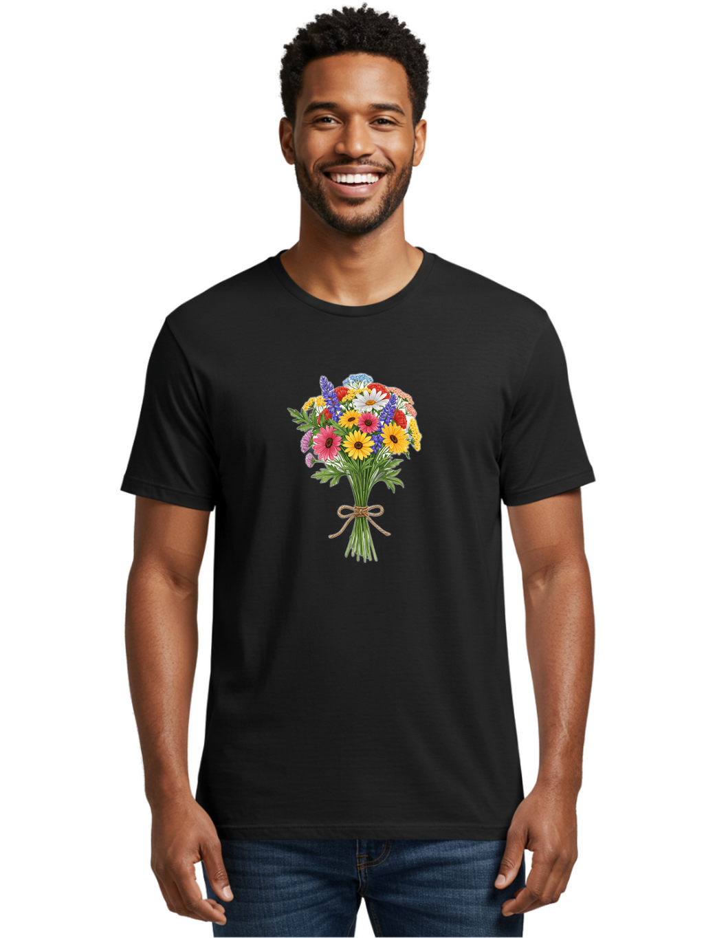 Wildflower-Bouquet-3 Men'S Graphic Tee, 100% Cotton, Comfortable Casual Summer Wear, Machine Washable, Vintage Camera, Old Camera, Antique Camera, Black Camera, Classic Photography, Photography Equipment, Nostalgic Device, Film Camera, Baf656