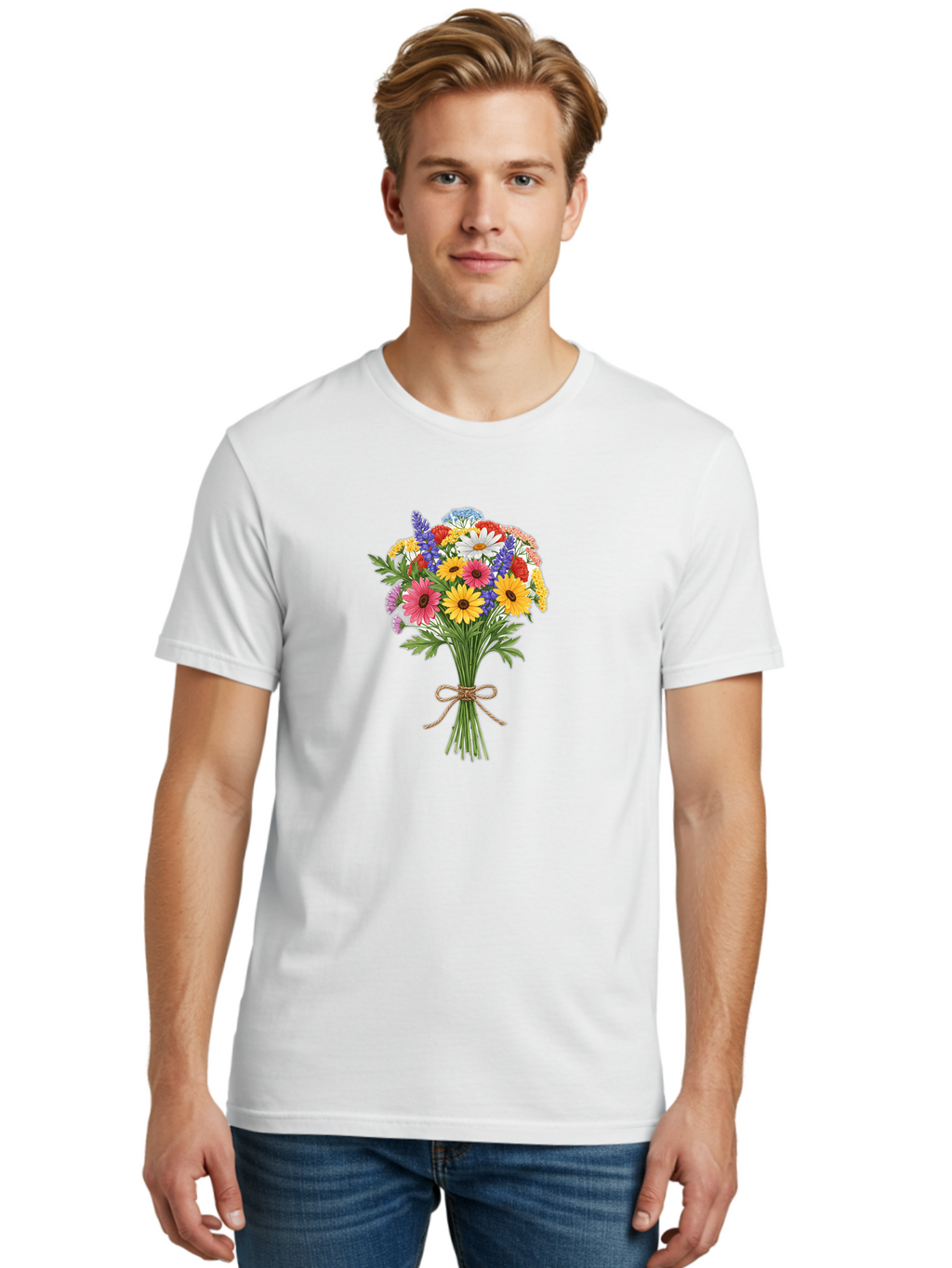 Wildflower-Bouquet-3 Men'S Graphic Tee, 100% Cotton, Comfortable Casual Summer Wear, Machine Washable, Vintage Camera, Old Camera, Antique Camera, Black Camera, Classic Photography, Photography Equipment, Nostalgic Device, Film Camera, Baf656