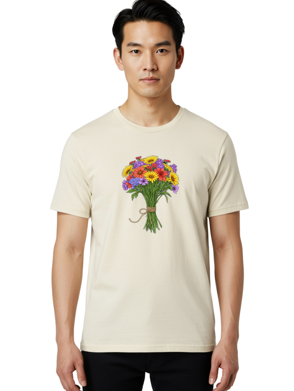 Wildflower-Bouquet-4 Men'S Graphic Tee, 100% Cotton, Comfortable Casual Summer Wear, Machine Washable, Vintage Camera, Old Camera, Antique Camera, Black Camera, Classic Photography, Photography Equipment, Nostalgic Device, Film Camera, Baf657