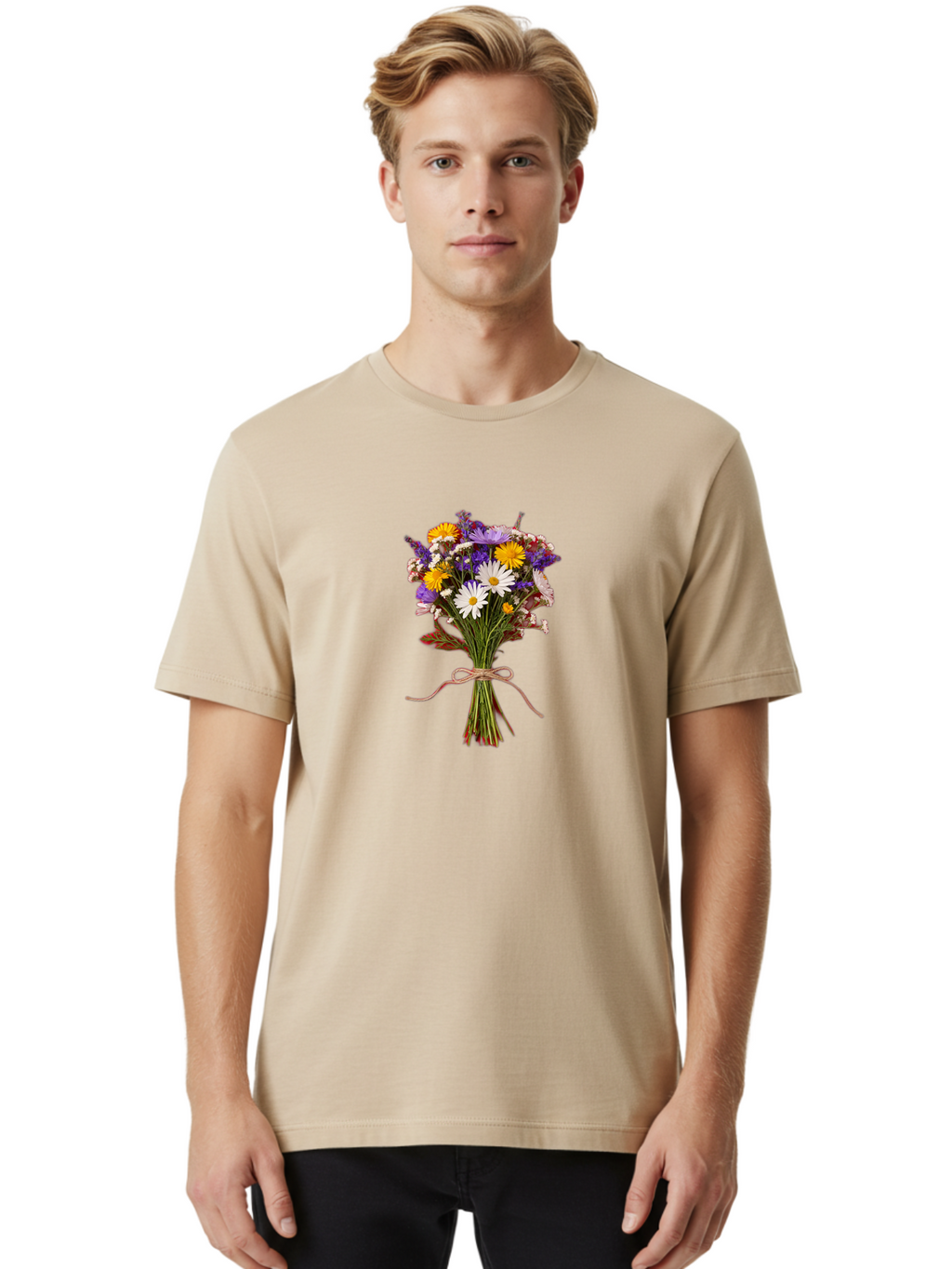 Wildflower-Bouquet-5 Men'S Graphic Tee, 100% Cotton, Comfortable Casual Summer Wear, Machine Washable, Vintage Camera, Old Camera, Antique Camera, Black Camera, Classic Photography, Photography Equipment, Nostalgic Device, Film Camera, Baf658
