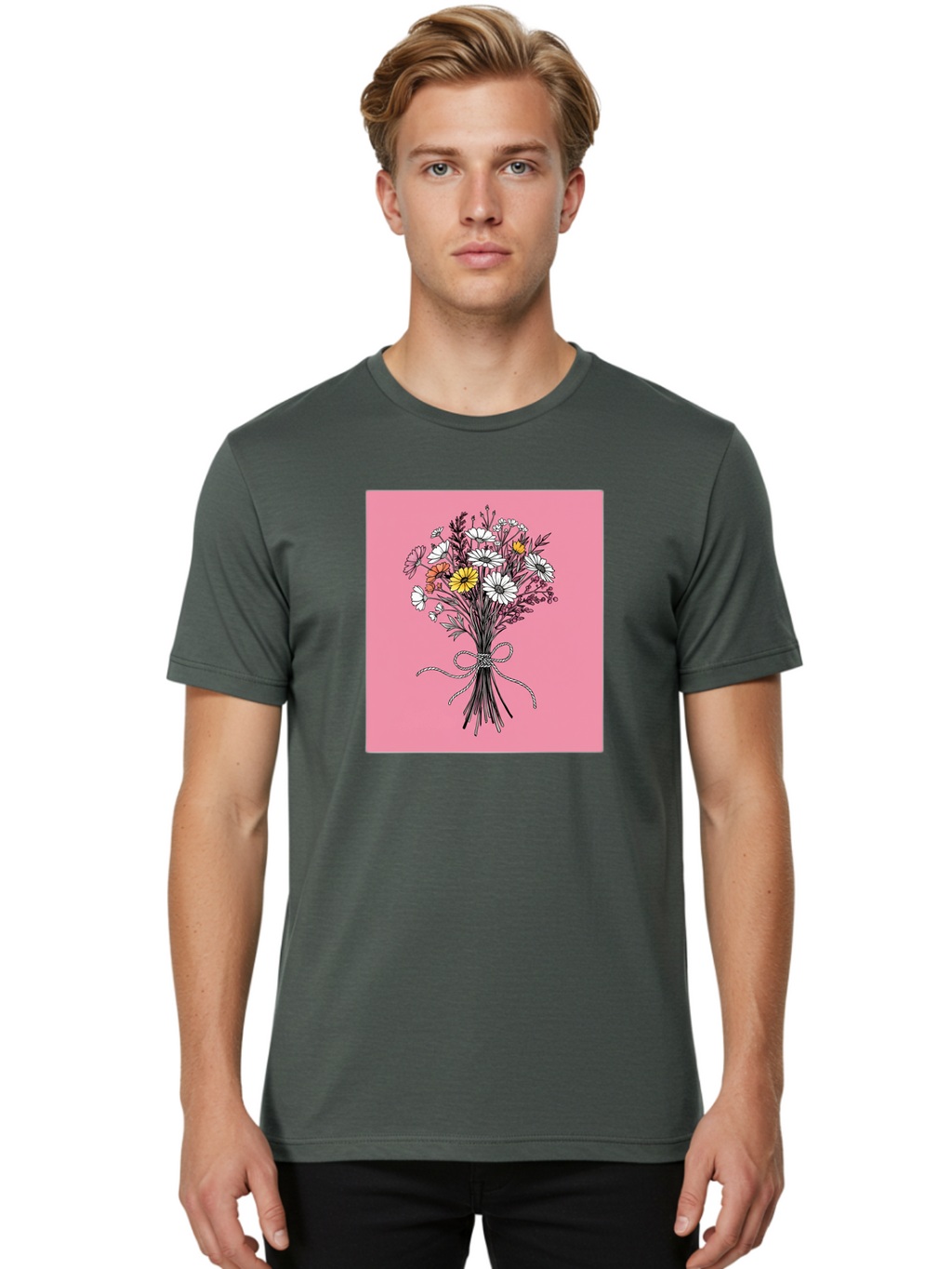 Wildflower-Bouquet-7 Men'S Graphic Tee, 100% Cotton, Comfortable Casual Summer Wear, Machine Washable, Vintage Camera, Old Camera, Antique Camera, Black Camera, Classic Photography, Photography Equipment, Nostalgic Device, Film Camera, Baf660