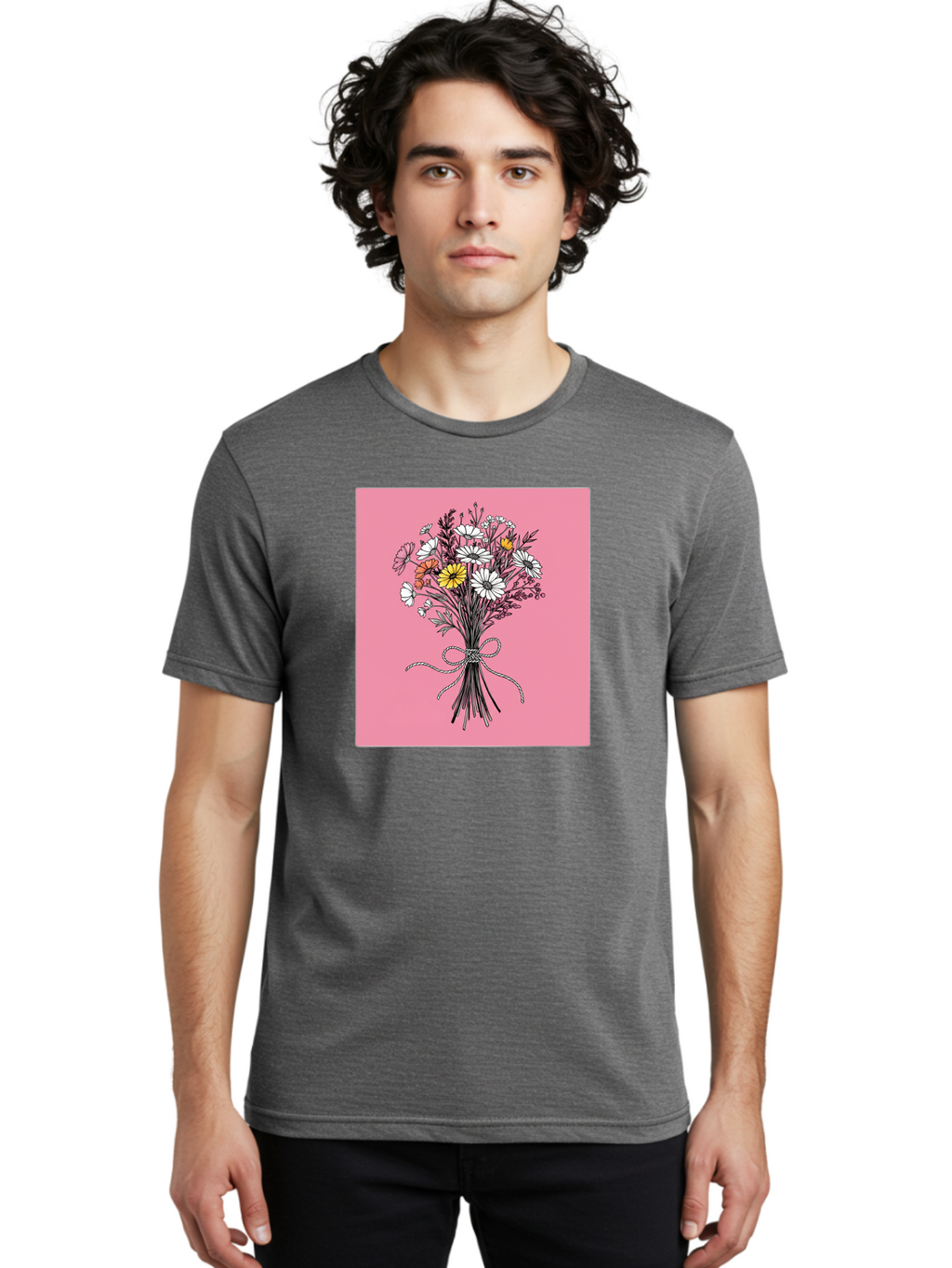 Wildflower-Bouquet-7 Men'S Graphic Tee, 100% Cotton, Comfortable Casual Summer Wear, Machine Washable, Vintage Camera, Old Camera, Antique Camera, Black Camera, Classic Photography, Photography Equipment, Nostalgic Device, Film Camera, Baf660