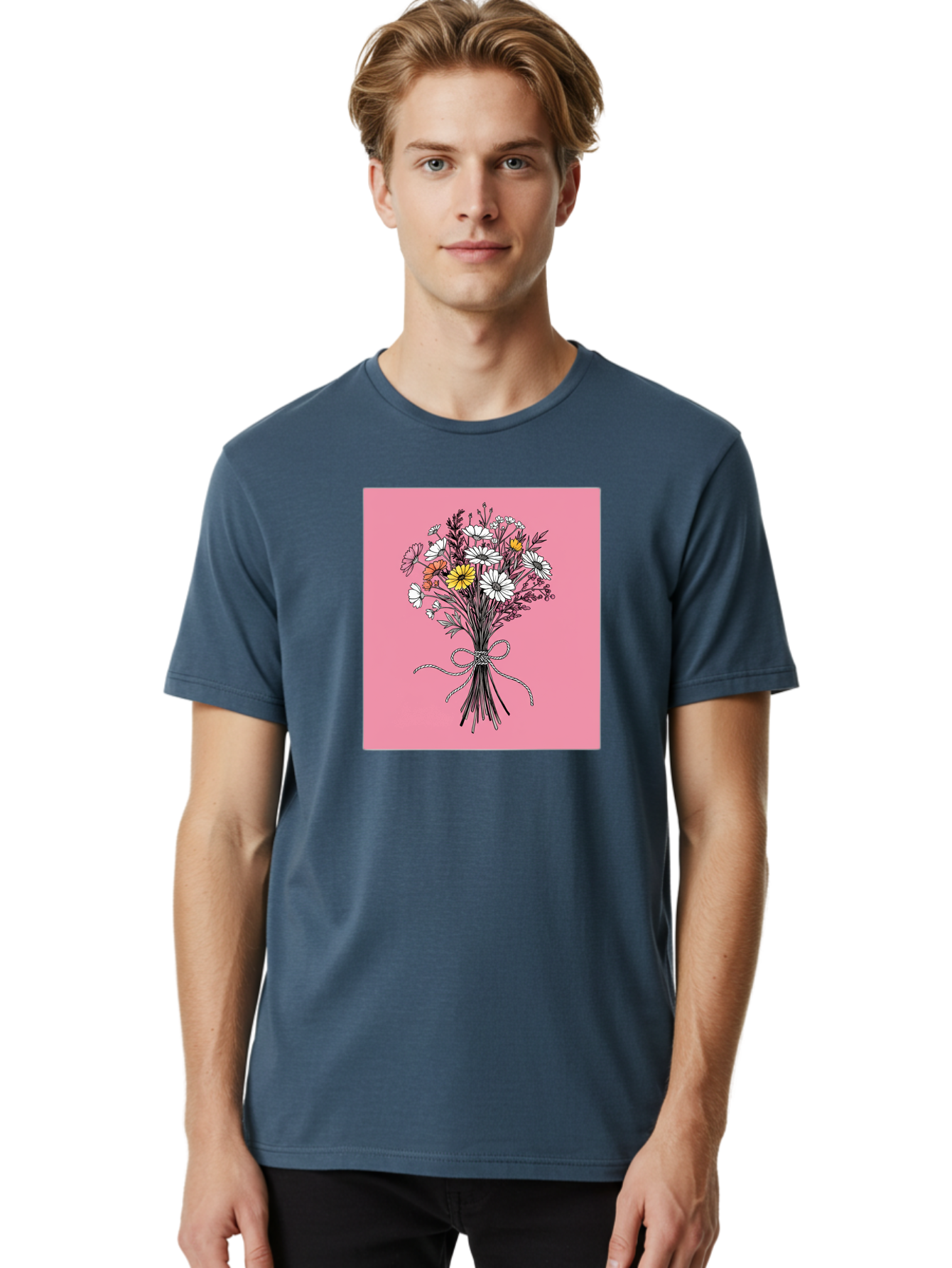 Wildflower-Bouquet-7 Men'S Graphic Tee, 100% Cotton, Comfortable Casual Summer Wear, Machine Washable, Vintage Camera, Old Camera, Antique Camera, Black Camera, Classic Photography, Photography Equipment, Nostalgic Device, Film Camera, Baf660