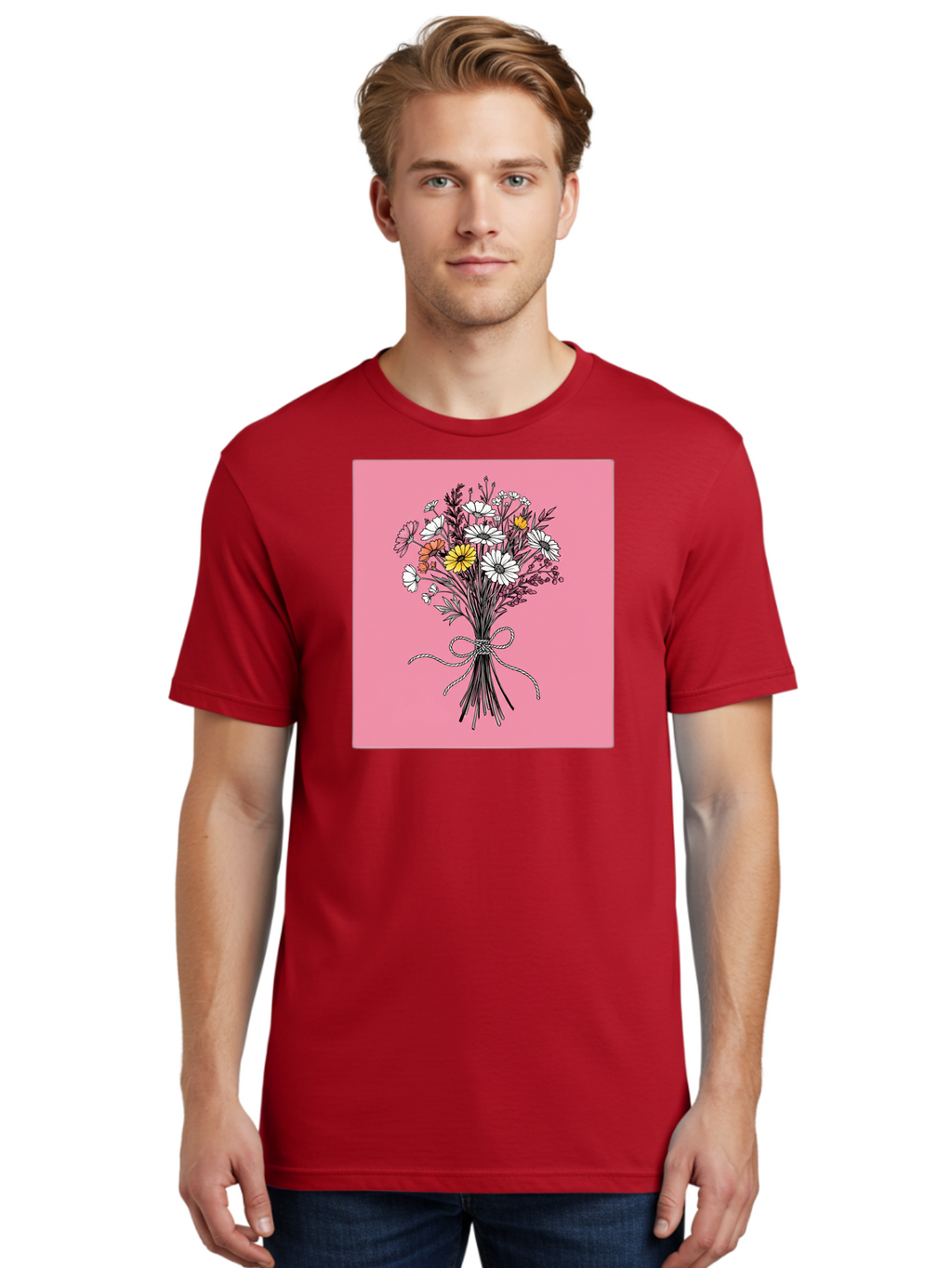 Wildflower-Bouquet-7 Men'S Graphic Tee, 100% Cotton, Comfortable Casual Summer Wear, Machine Washable, Vintage Camera, Old Camera, Antique Camera, Black Camera, Classic Photography, Photography Equipment, Nostalgic Device, Film Camera, Baf660