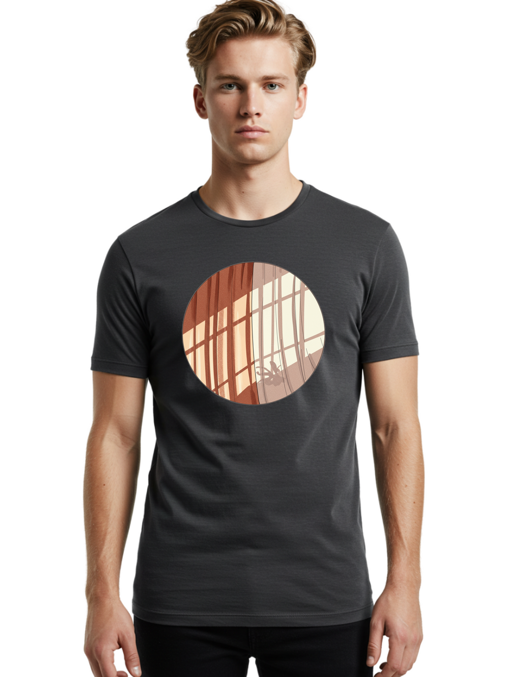 Window-Curtain-Shadows Men'S Graphic Tee, 100% Cotton, Comfortable Casual Summer Wear, Machine Washable, Vintage Camera, Old Camera, Antique Camera, Black Camera, Classic Photography, Photography Equipment, Nostalgic Device, Film Camera, Baf664