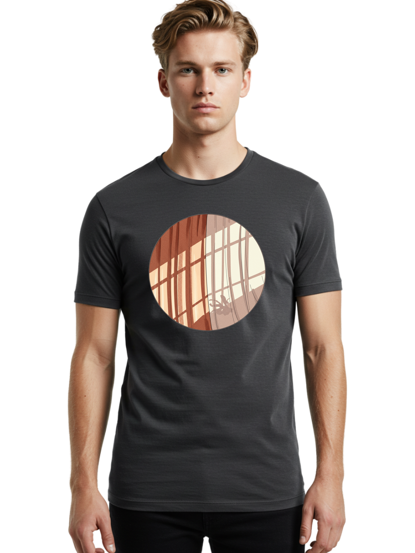 Window-Curtain-Shadows Men'S Graphic Tee, 100% Cotton, Comfortable Casual Summer Wear, Machine Washable, Vintage Camera, Old Camera, Antique Camera, Black Camera, Classic Photography, Photography Equipment, Nostalgic Device, Film Camera, Baf664