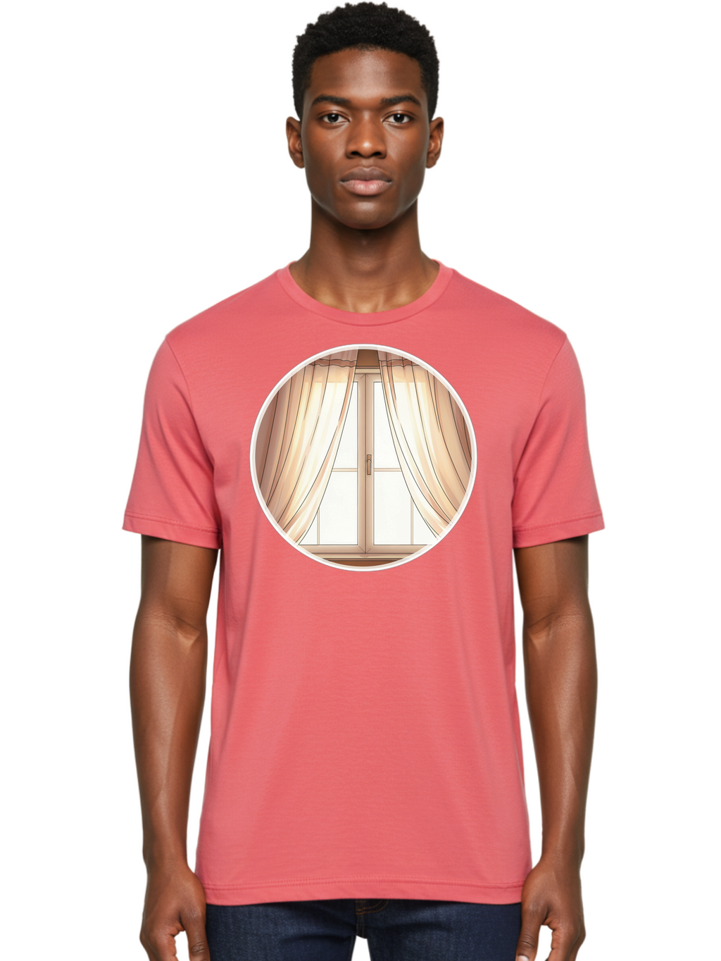 Window-With-Curtains Men'S Graphic Tee, 100% Cotton, Comfortable Casual Summer Wear, Machine Washable, Vintage Camera, Old Camera, Antique Camera, Black Camera, Classic Photography, Photography Equipment, Nostalgic Device, Film Camera, Baf667