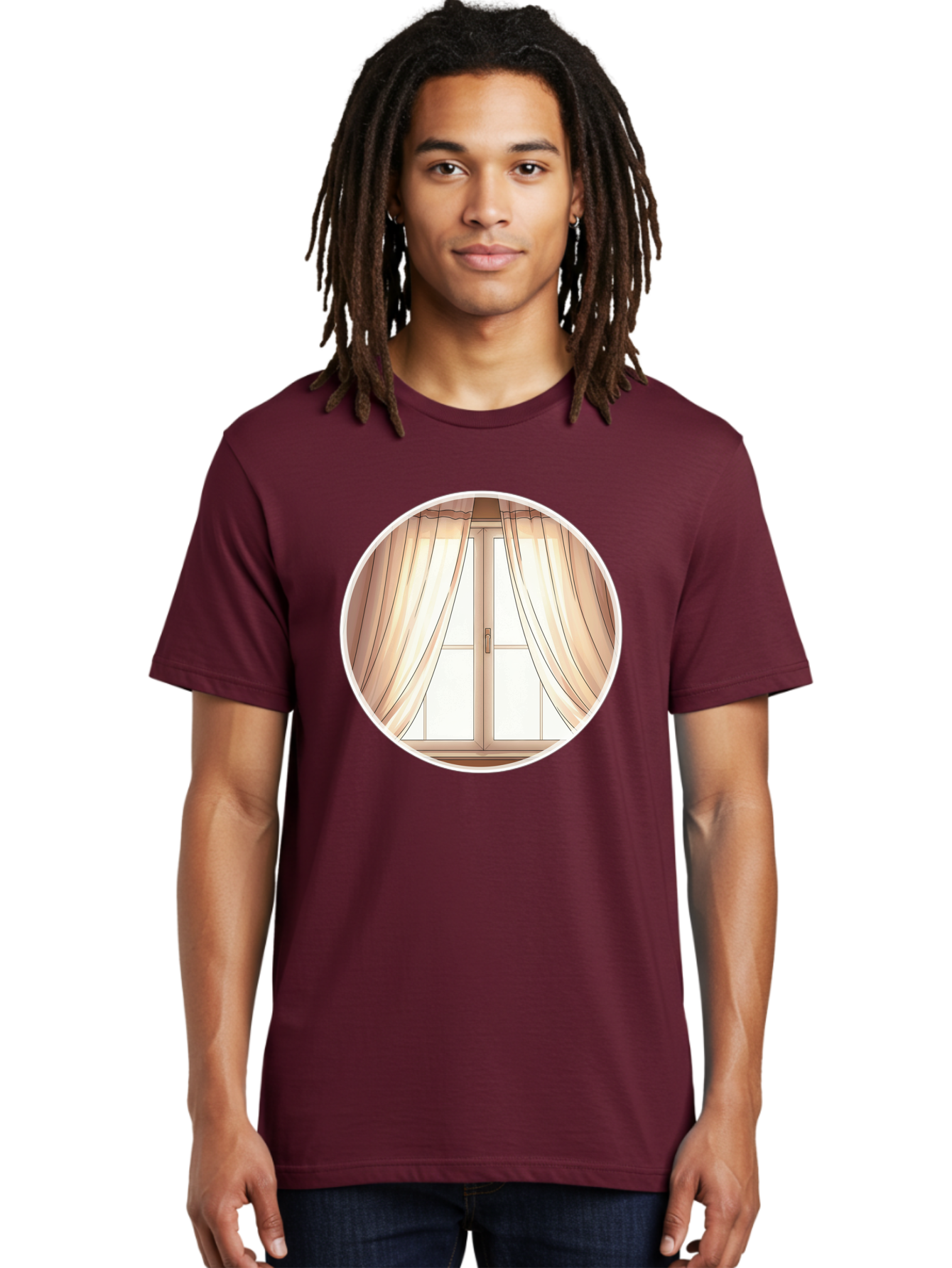 Window-With-Curtains Men'S Graphic Tee, 100% Cotton, Comfortable Casual Summer Wear, Machine Washable, Vintage Camera, Old Camera, Antique Camera, Black Camera, Classic Photography, Photography Equipment, Nostalgic Device, Film Camera, Baf667