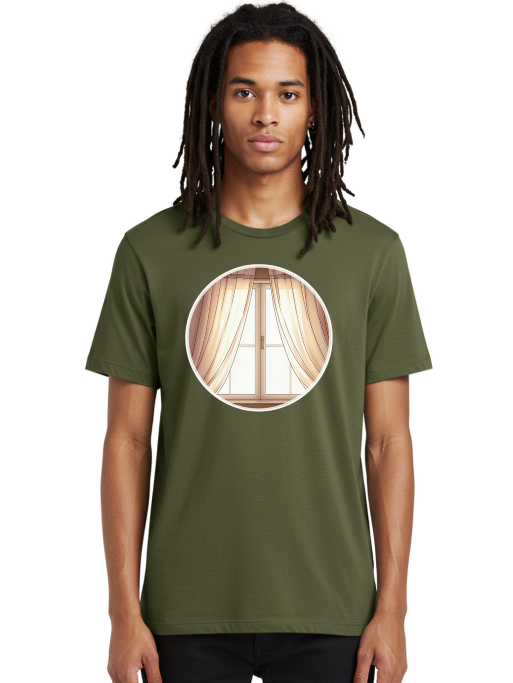 Window-With-Curtains Men'S Graphic Tee, 100% Cotton, Comfortable Casual Summer Wear, Machine Washable, Vintage Camera, Old Camera, Antique Camera, Black Camera, Classic Photography, Photography Equipment, Nostalgic Device, Film Camera, Baf667