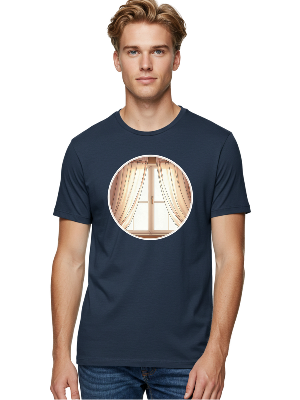 Window-With-Curtains Men'S Graphic Tee, 100% Cotton, Comfortable Casual Summer Wear, Machine Washable, Vintage Camera, Old Camera, Antique Camera, Black Camera, Classic Photography, Photography Equipment, Nostalgic Device, Film Camera, Baf667