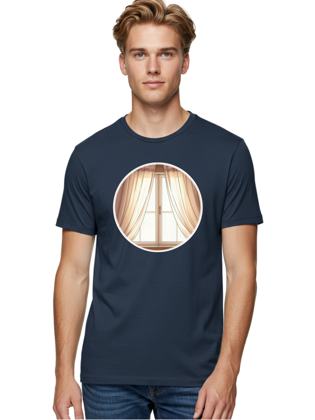 Window-With-Curtains Men'S Graphic Tee, 100% Cotton, Comfortable Casual Summer Wear, Machine Washable, Vintage Camera, Old Camera, Antique Camera, Black Camera, Classic Photography, Photography Equipment, Nostalgic Device, Film Camera, Baf667