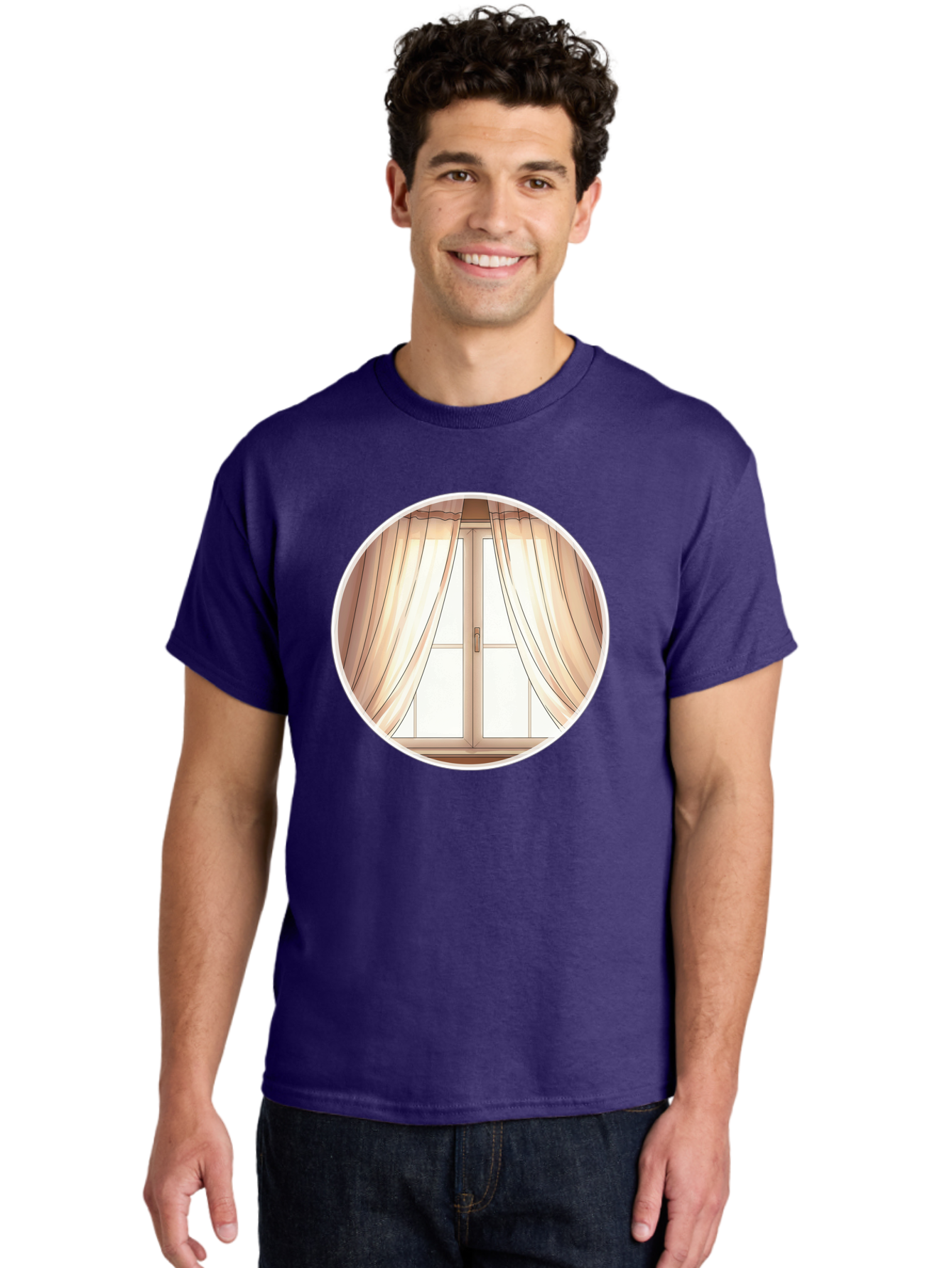 Window-With-Curtains Men'S Graphic Tee, 100% Cotton, Comfortable Casual Summer Wear, Machine Washable, Vintage Camera, Old Camera, Antique Camera, Black Camera, Classic Photography, Photography Equipment, Nostalgic Device, Film Camera, Baf667