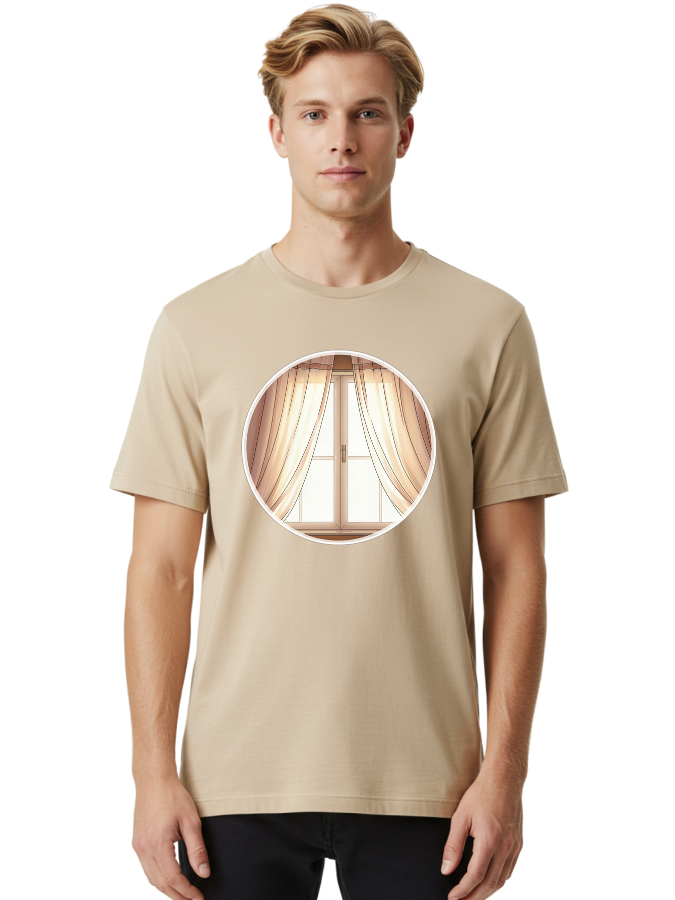 Window-With-Curtains Men'S Graphic Tee, 100% Cotton, Comfortable Casual Summer Wear, Machine Washable, Vintage Camera, Old Camera, Antique Camera, Black Camera, Classic Photography, Photography Equipment, Nostalgic Device, Film Camera, Baf667