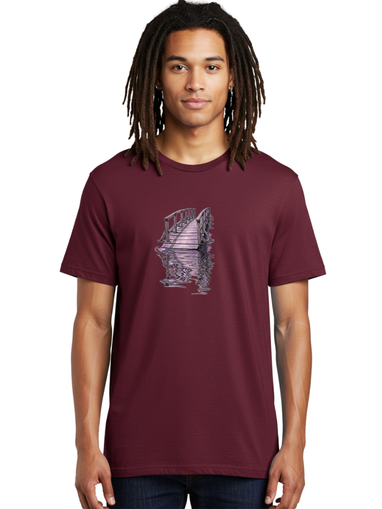 Wooden-Dock-Reflection Men'S Graphic Tee, 100% Cotton, Comfortable Casual Summer Wear, Machine Washable, Vintage Camera, Old Camera, Antique Camera, Black Camera, Classic Photography, Photography Equipment, Nostalgic Device, Film Camera, Baf673