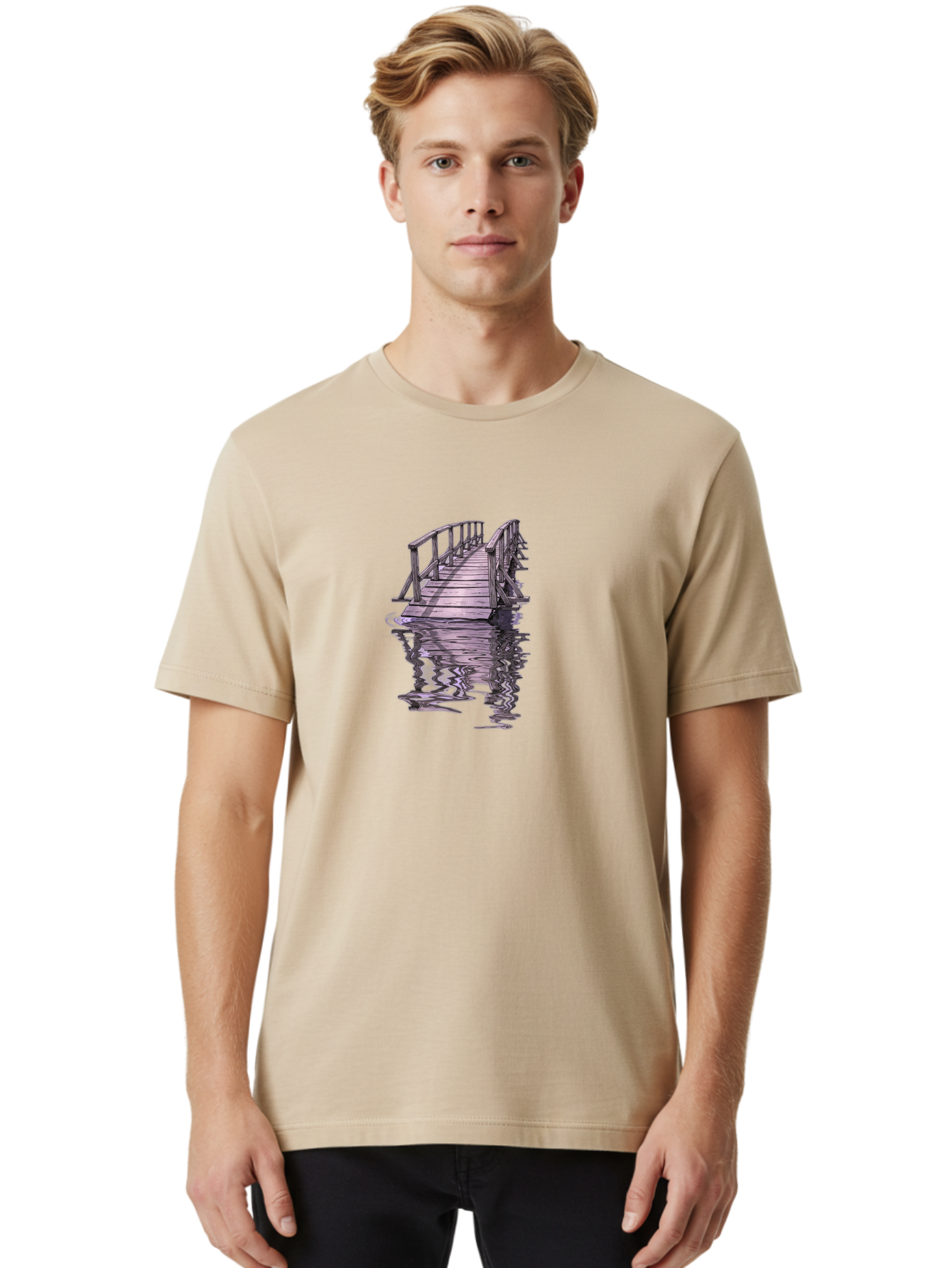 Wooden-Dock-Reflection Men'S Graphic Tee, 100% Cotton, Comfortable Casual Summer Wear, Machine Washable, Vintage Camera, Old Camera, Antique Camera, Black Camera, Classic Photography, Photography Equipment, Nostalgic Device, Film Camera, Baf673
