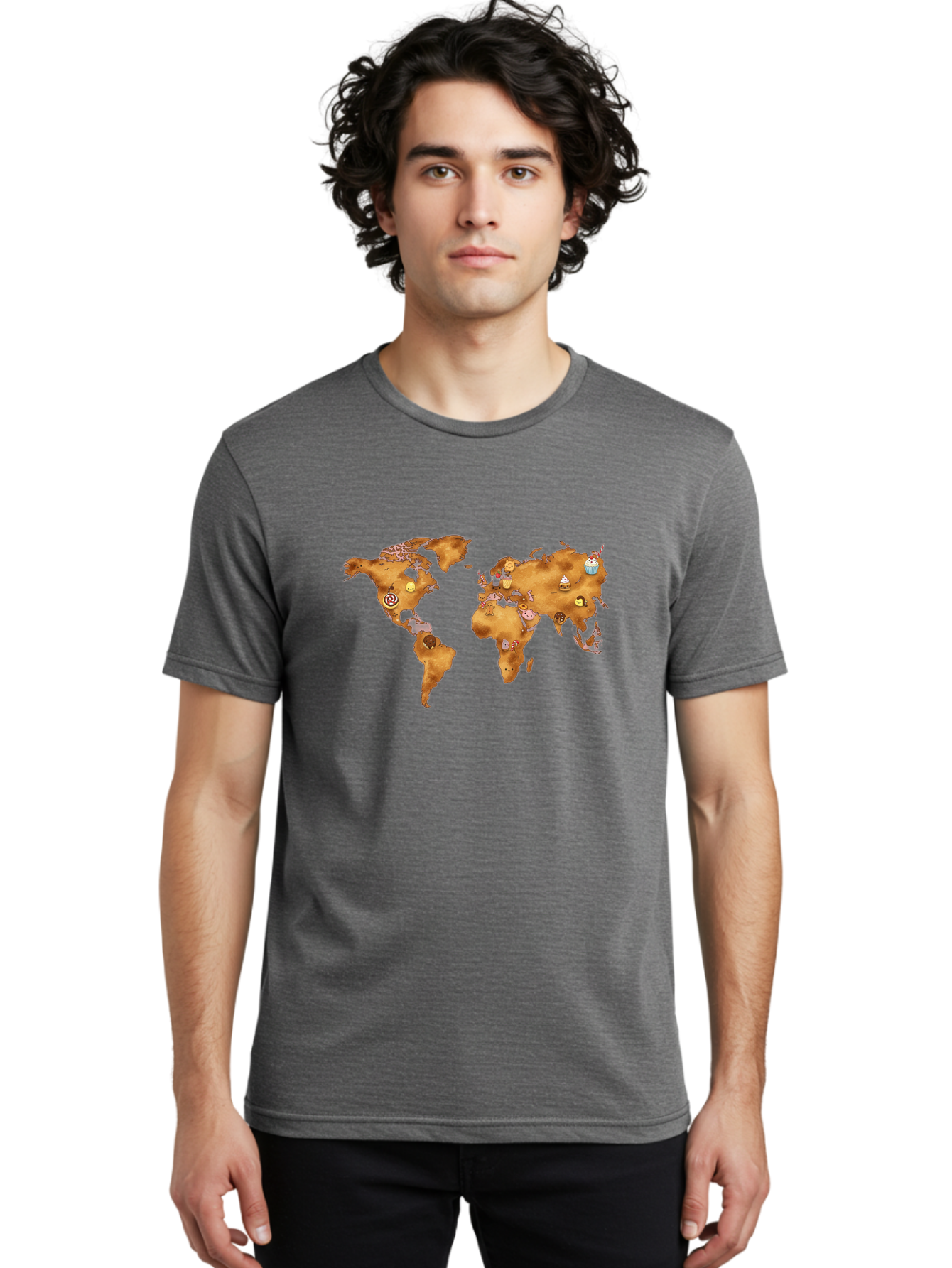 World-Map-With-Cupcakes Men'S Graphic Tee, 100% Cotton, Comfortable Casual Summer Wear, Machine Washable, Vintage Camera, Old Camera, Antique Camera, Black Camera, Classic Photography, Photography Equipment, Nostalgic Device, Film Camera, Baf676