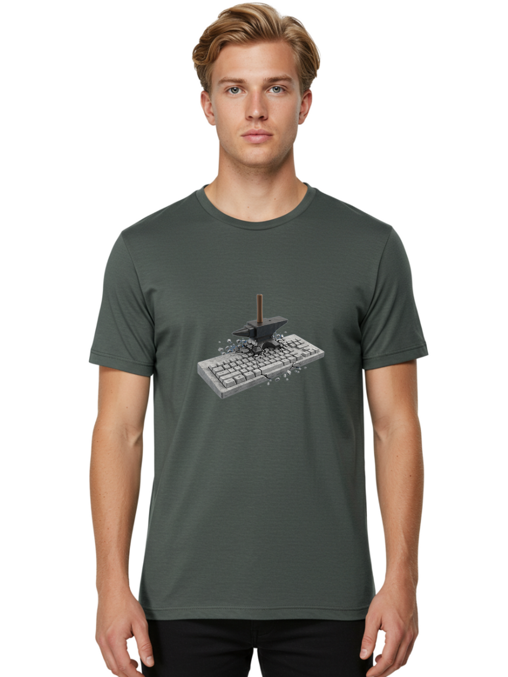 Anvil-Breaking-Keyboard Men'S Graphic Tee, 100% Cotton, Comfortable Casual Summer Wear, Machine Washable, Vintage Camera, Old Camera, Antique Camera, Black Camera, Classic Photography, Photography Equipment, Nostalgic Device, Film Camera, Baf685