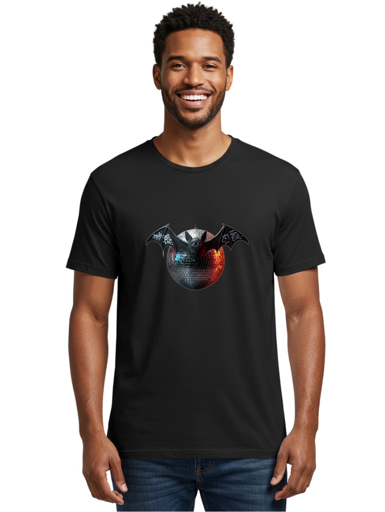 Bat-Disco-Ball-2 Men'S Graphic Tee, 100% Cotton, Comfortable Casual Summer Wear, Machine Washable, Vintage Camera, Old Camera, Antique Camera, Black Camera, Classic Photography, Photography Equipment, Nostalgic Device, Film Camera, Camera Art Baf688