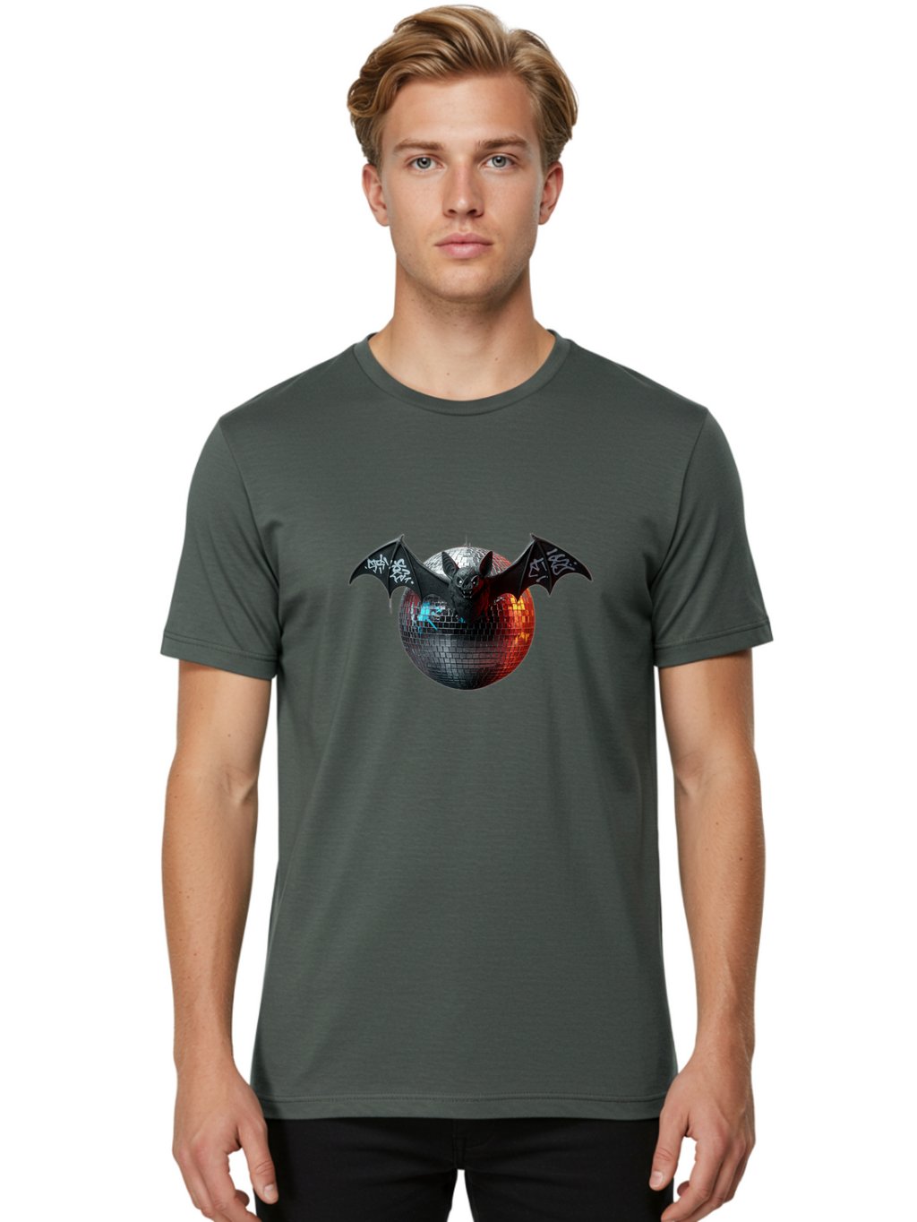 Bat-Disco-Ball-2 Men'S Graphic Tee, 100% Cotton, Comfortable Casual Summer Wear, Machine Washable, Vintage Camera, Old Camera, Antique Camera, Black Camera, Classic Photography, Photography Equipment, Nostalgic Device, Film Camera, Camera Art Baf688