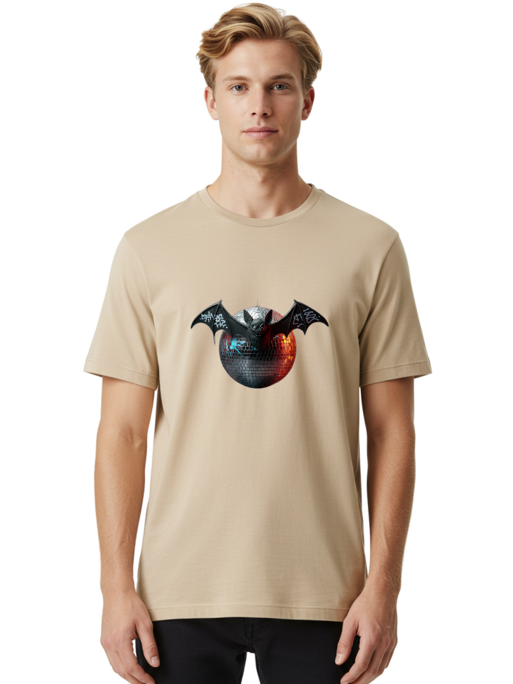 Bat-Disco-Ball-2 Men'S Graphic Tee, 100% Cotton, Comfortable Casual Summer Wear, Machine Washable, Vintage Camera, Old Camera, Antique Camera, Black Camera, Classic Photography, Photography Equipment, Nostalgic Device, Film Camera, Camera Art Baf688