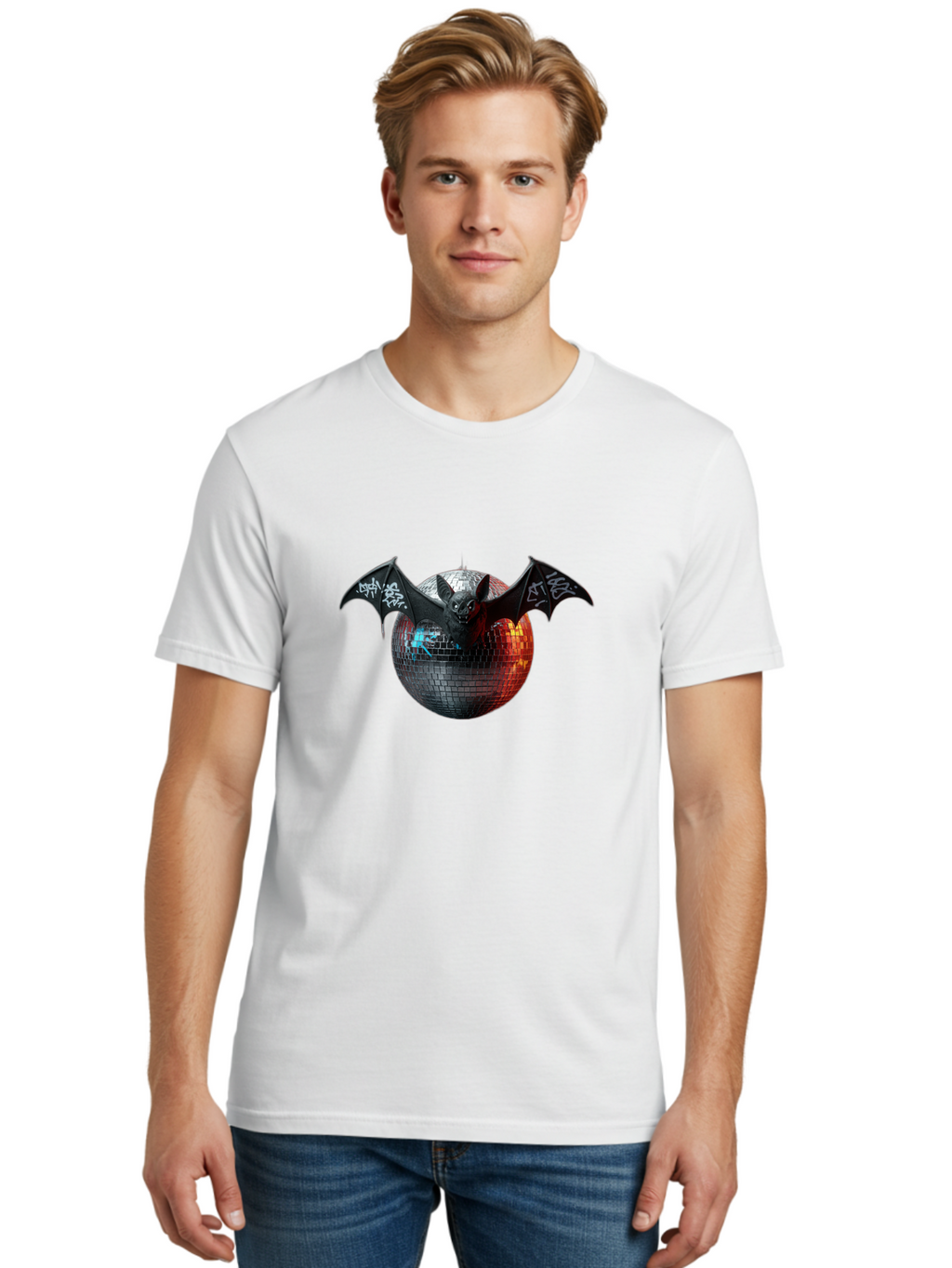 Bat-Disco-Ball-2 Men'S Graphic Tee, 100% Cotton, Comfortable Casual Summer Wear, Machine Washable, Vintage Camera, Old Camera, Antique Camera, Black Camera, Classic Photography, Photography Equipment, Nostalgic Device, Film Camera, Camera Art Baf688