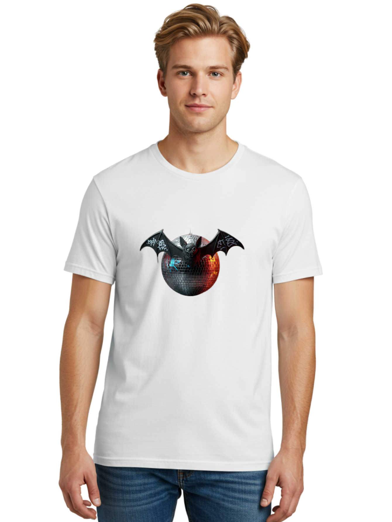 Bat-Disco-Ball-2 Men'S Graphic Tee, 100% Cotton, Comfortable Casual Summer Wear, Machine Washable, Vintage Camera, Old Camera, Antique Camera, Black Camera, Classic Photography, Photography Equipment, Nostalgic Device, Film Camera, Camera Art Baf688