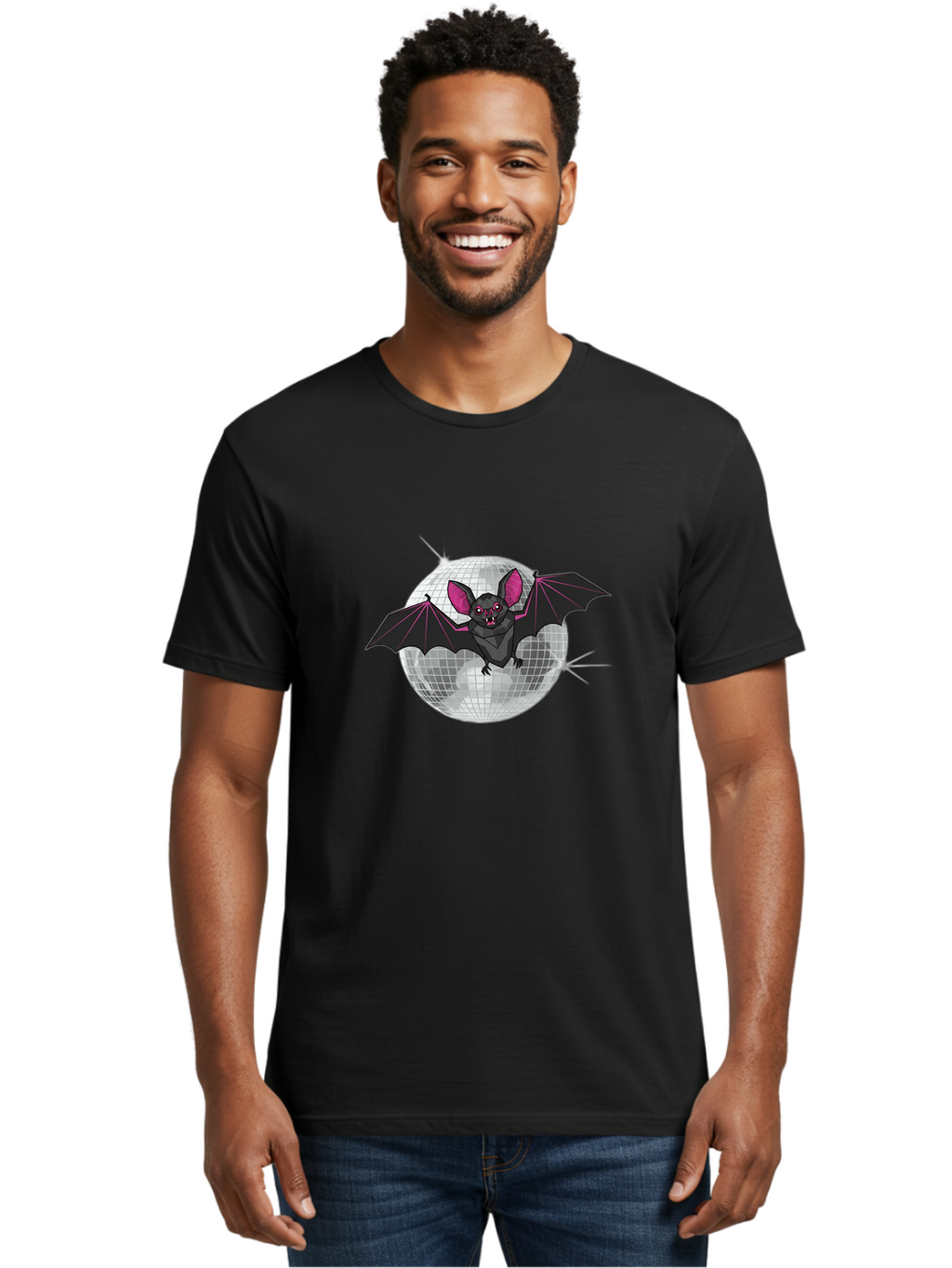 Bat-Disco-Ball-3 Men'S Graphic Tee, 100% Cotton, Comfortable Casual Summer Wear, Machine Washable, Vintage Camera, Old Camera, Antique Camera, Black Camera, Classic Photography, Photography Equipment, Nostalgic Device, Film Camera, Camera Art Baf689
