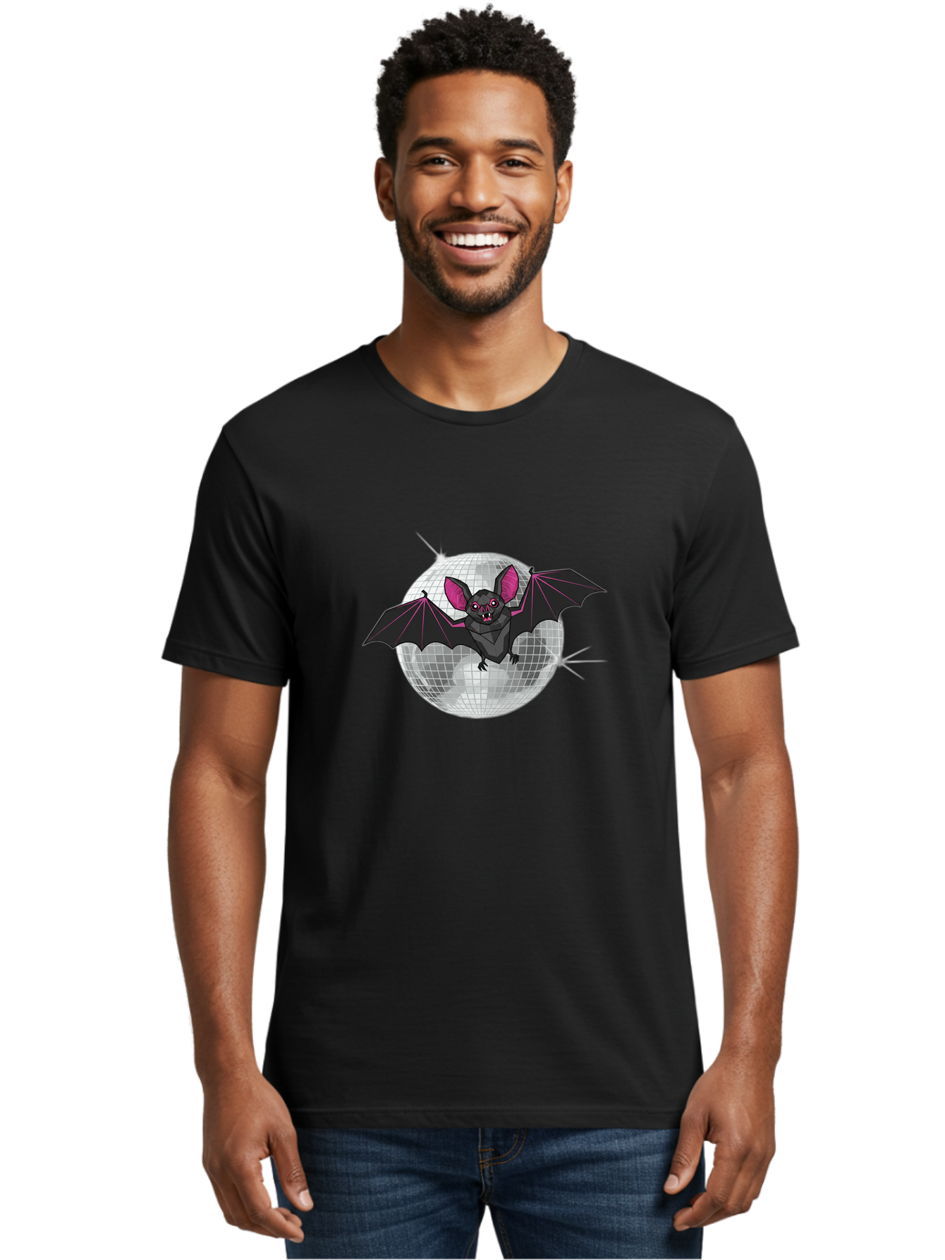 Bat-Disco-Ball-3 Men'S Graphic Tee, 100% Cotton, Comfortable Casual Summer Wear, Machine Washable, Vintage Camera, Old Camera, Antique Camera, Black Camera, Classic Photography, Photography Equipment, Nostalgic Device, Film Camera, Camera Art Baf689